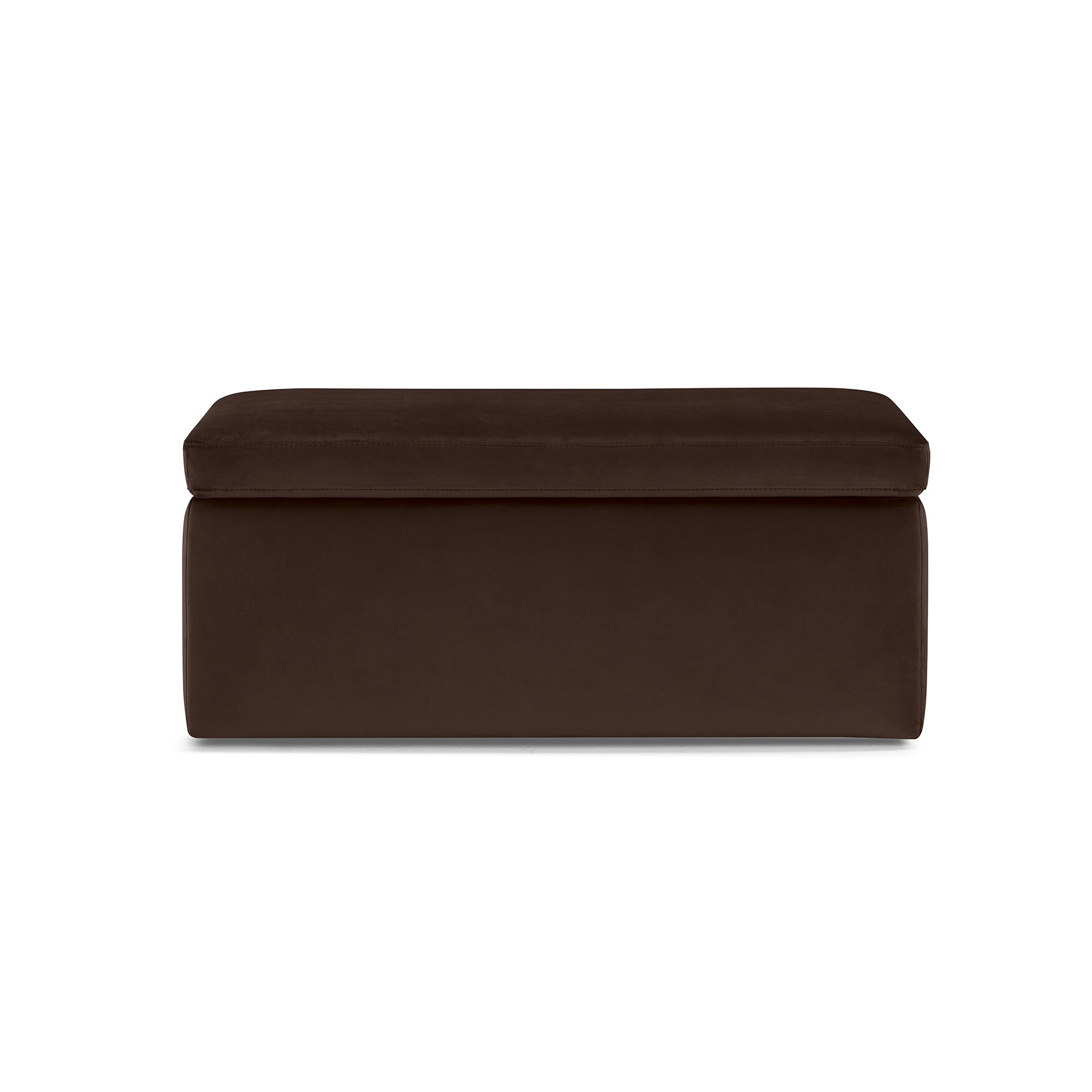 Banc rangement Made in Italy en velours marron - VIANA