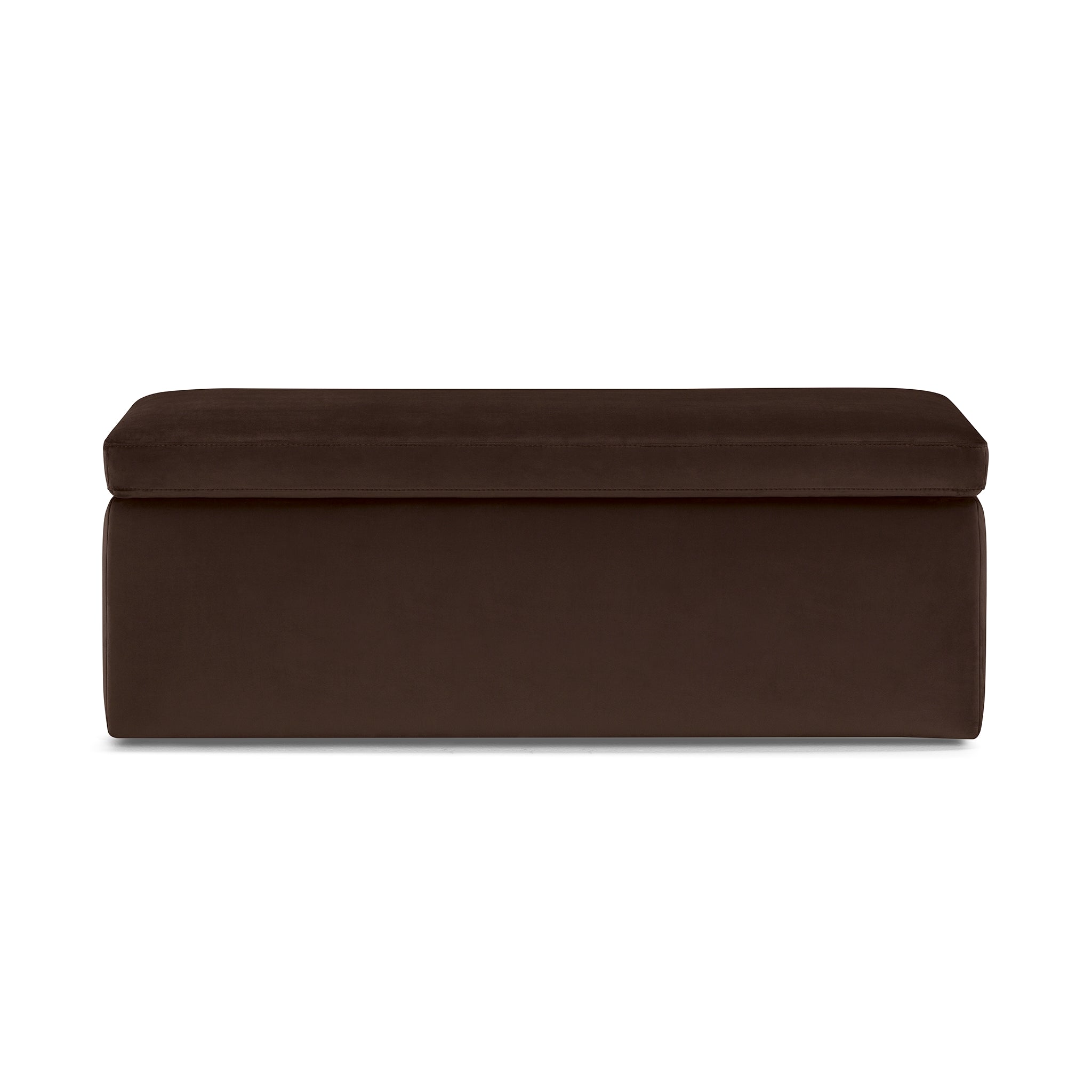Banc rangement Made in Italy en velours marron - VIANA