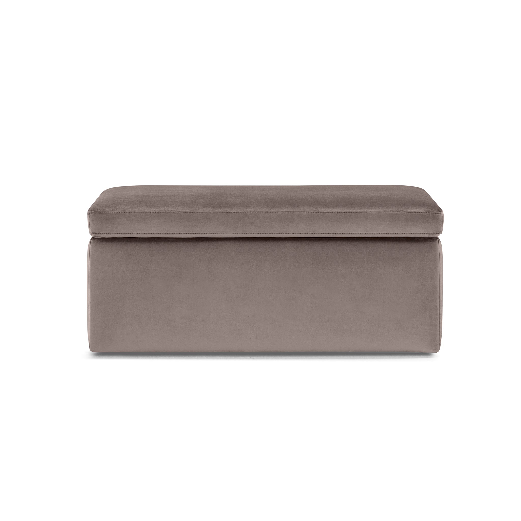 Banc rangement Made in Italy en velours gris tourterelle VIANA
