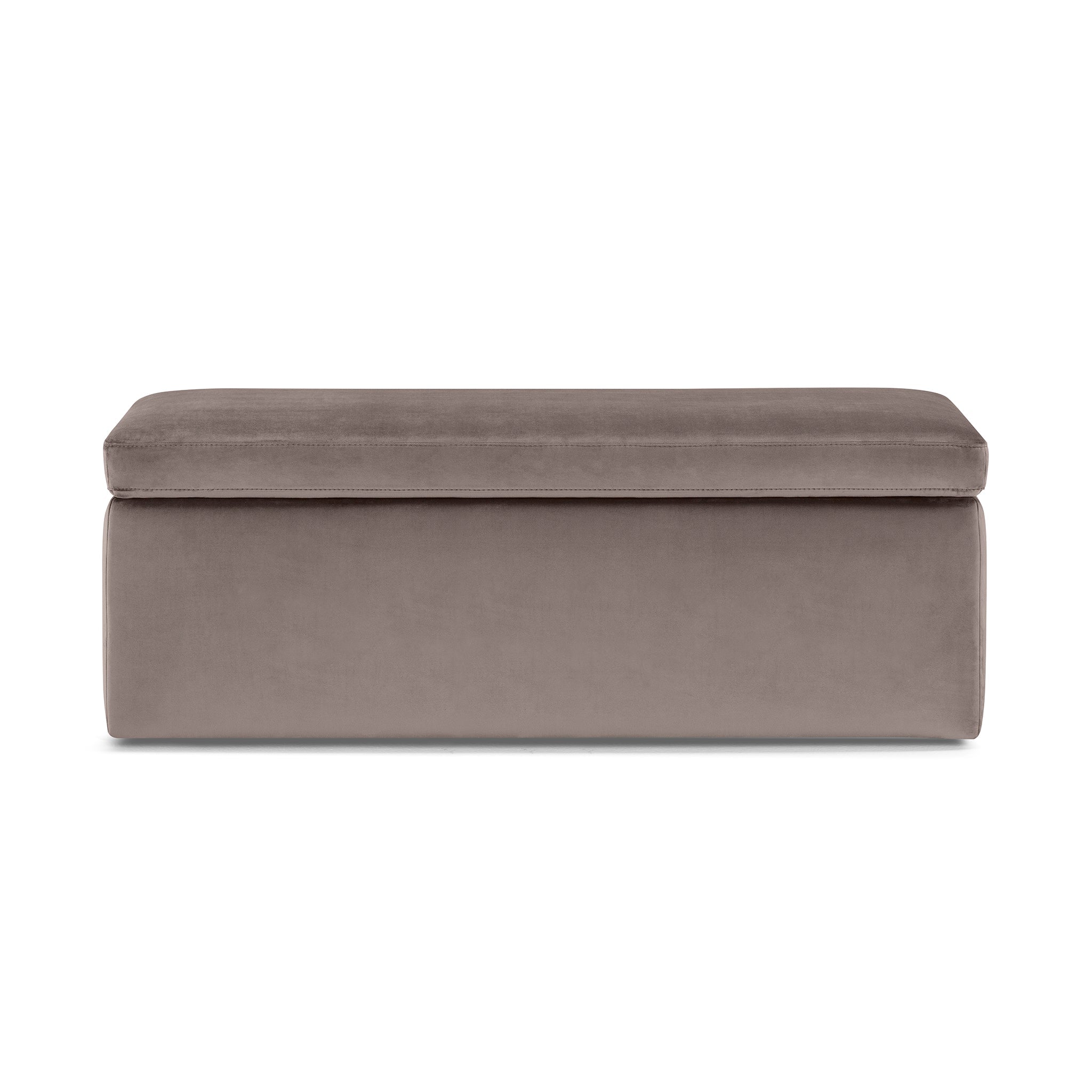 Banc rangement Made in Italy en velours gris tourterelle VIANA