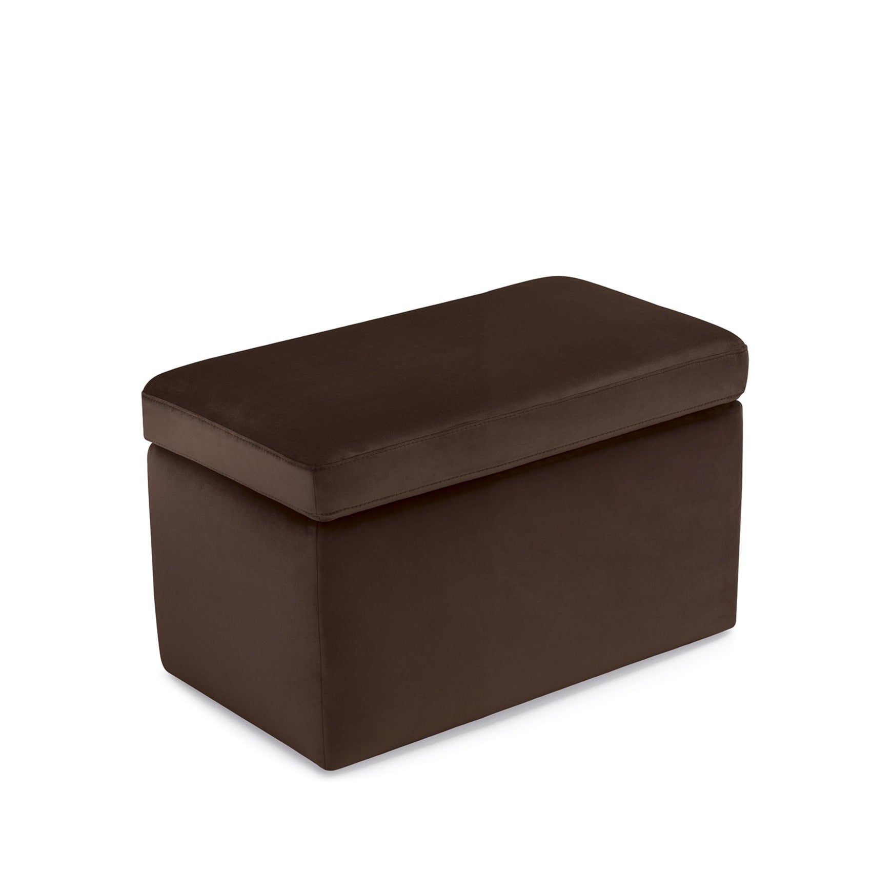 Banc rangement Made in Italy en velours marron - VIANA