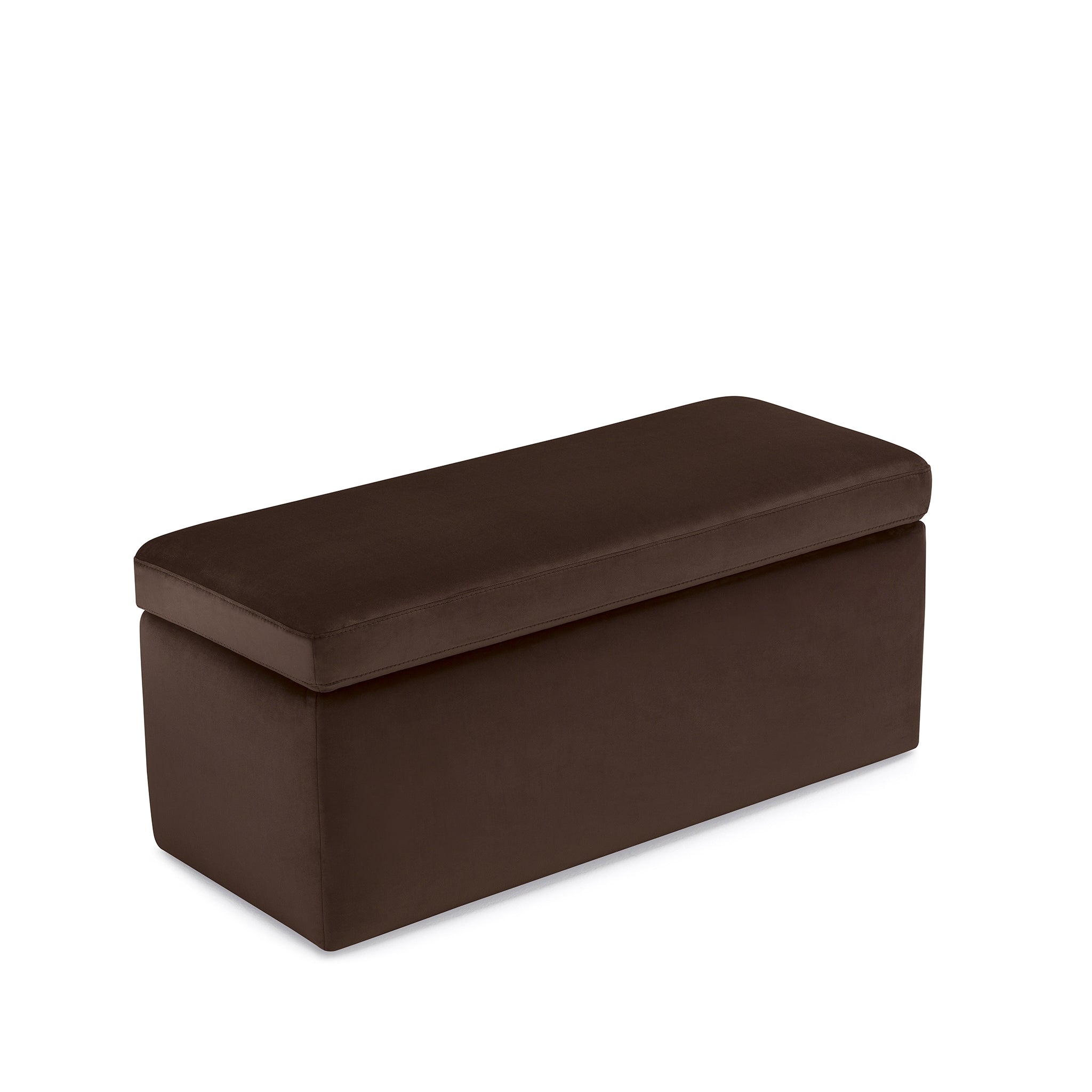 Banc rangement Made in Italy en velours marron - VIANA