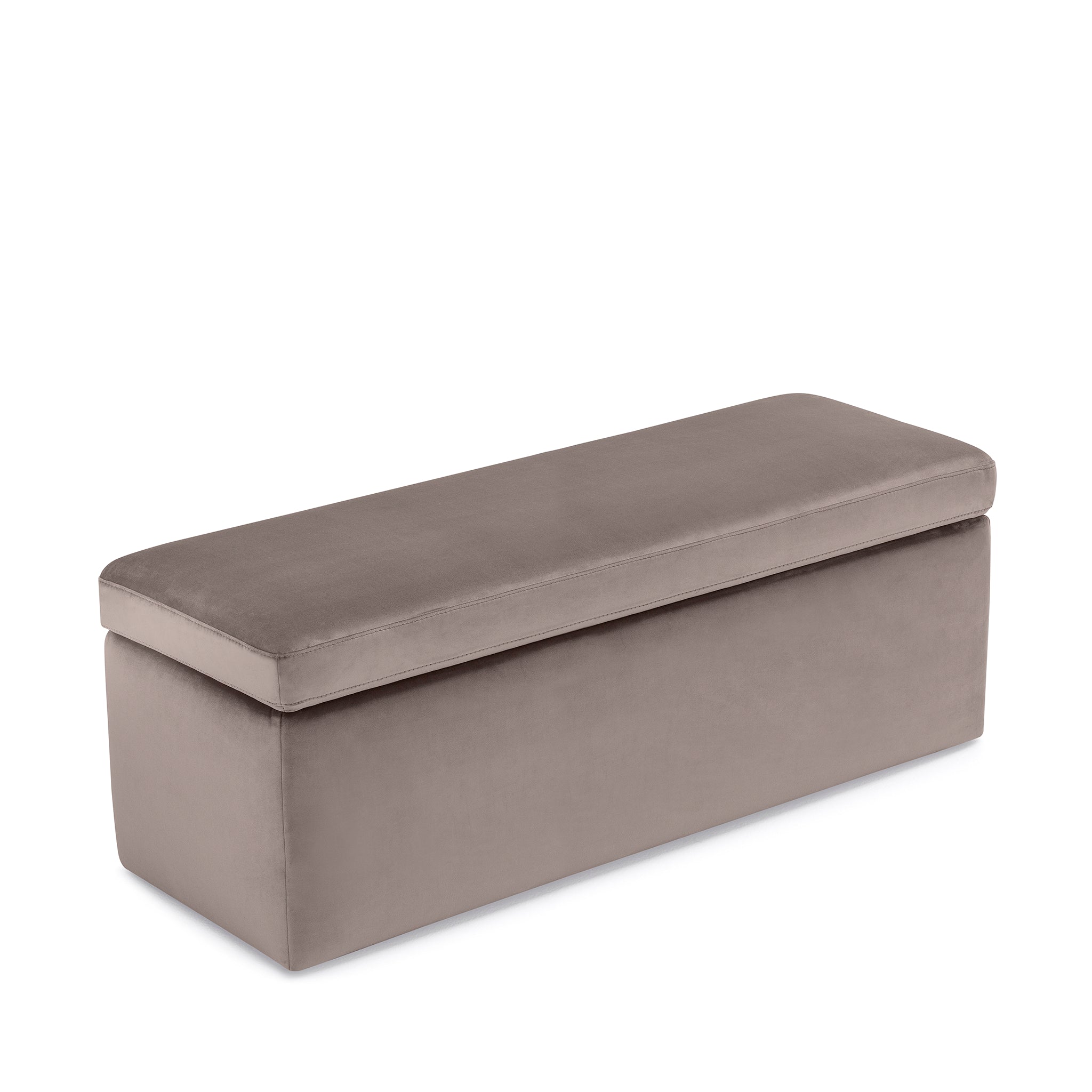 Banc rangement Made in Italy en velours gris tourterelle VIANA
