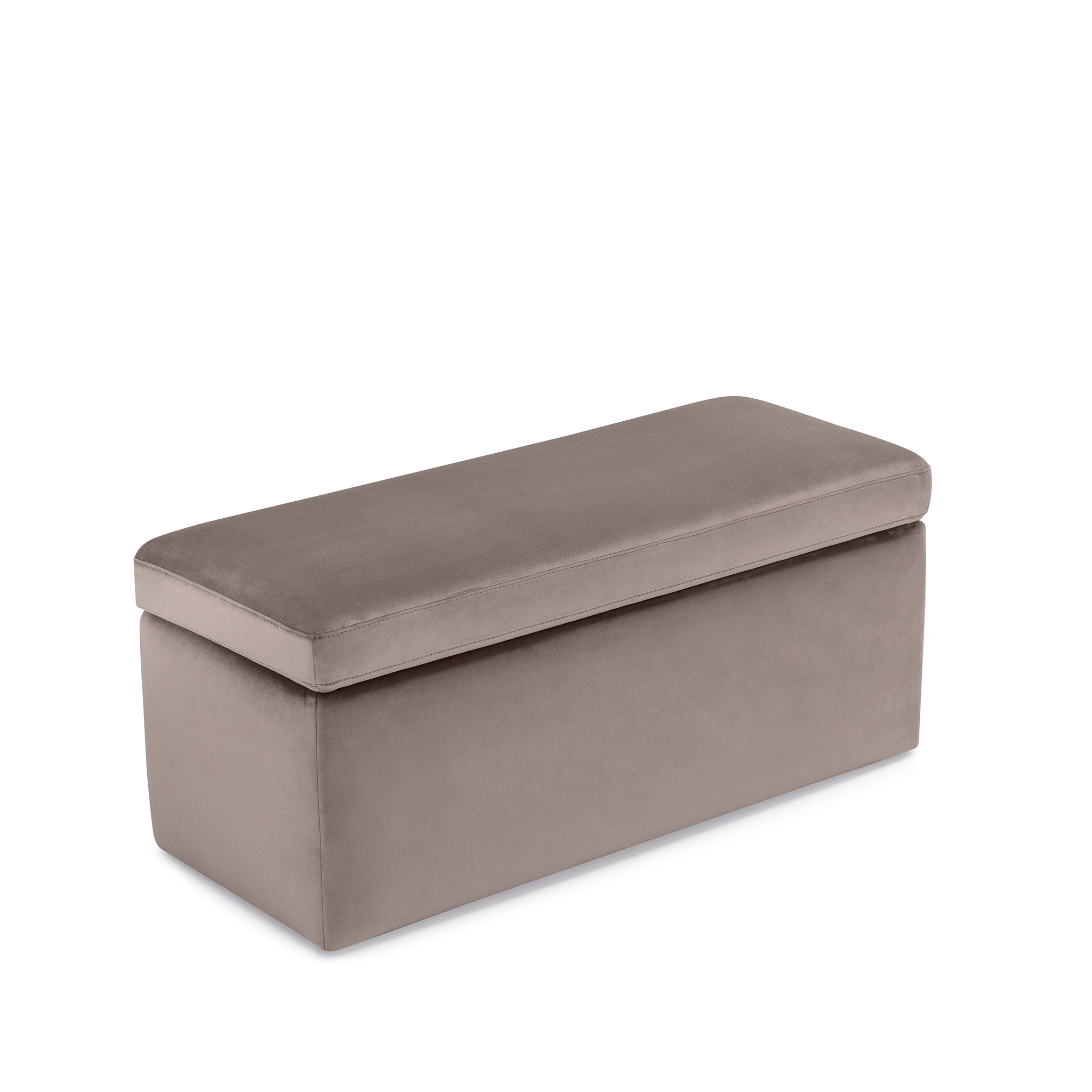 Banc rangement Made in Italy en velours gris tourterelle VIANA