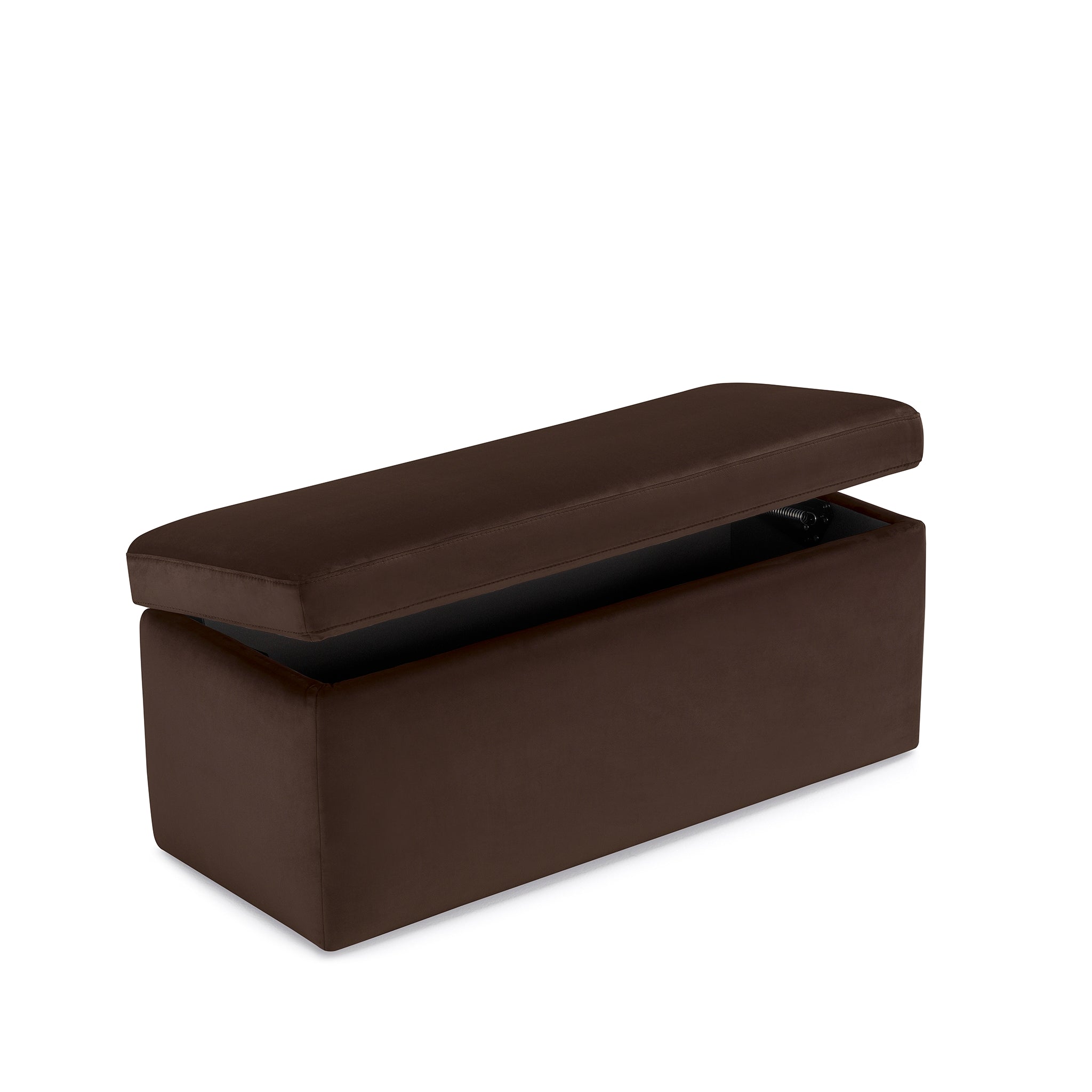 Banc rangement Made in Italy en velours marron - VIANA