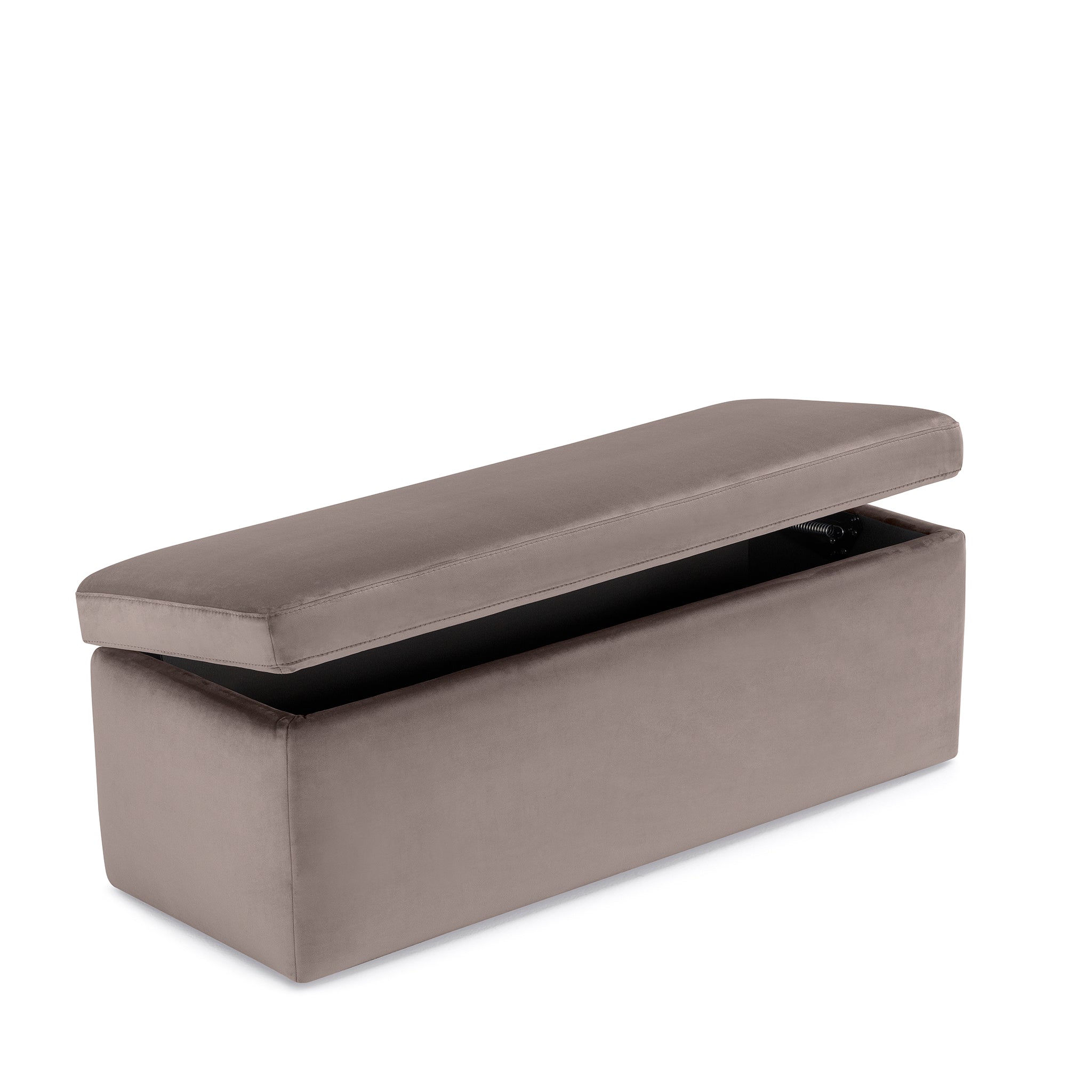 Banc rangement Made in Italy en velours gris tourterelle VIANA