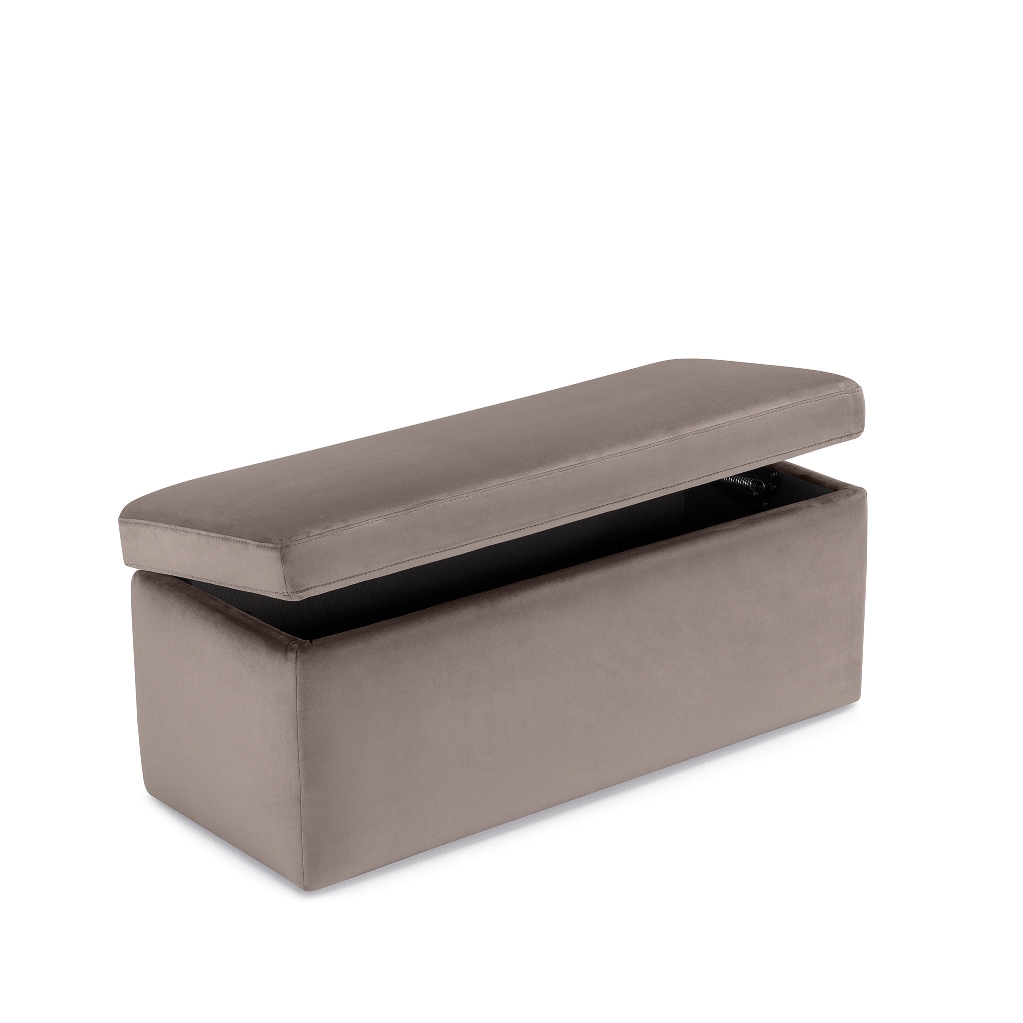 Banc rangement Made in Italy en velours gris tourterelle VIANA