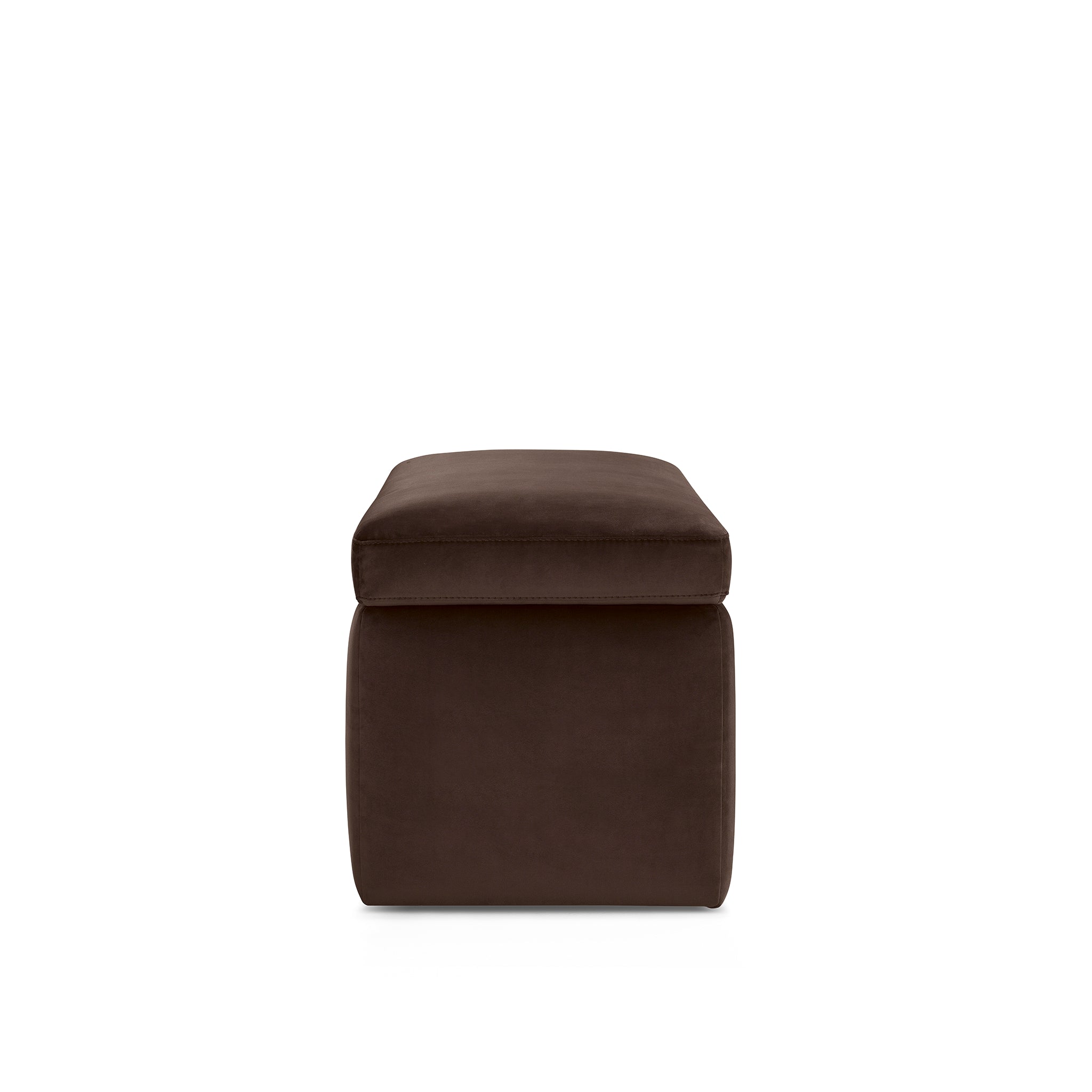 Banc rangement Made in Italy en velours marron - VIANA