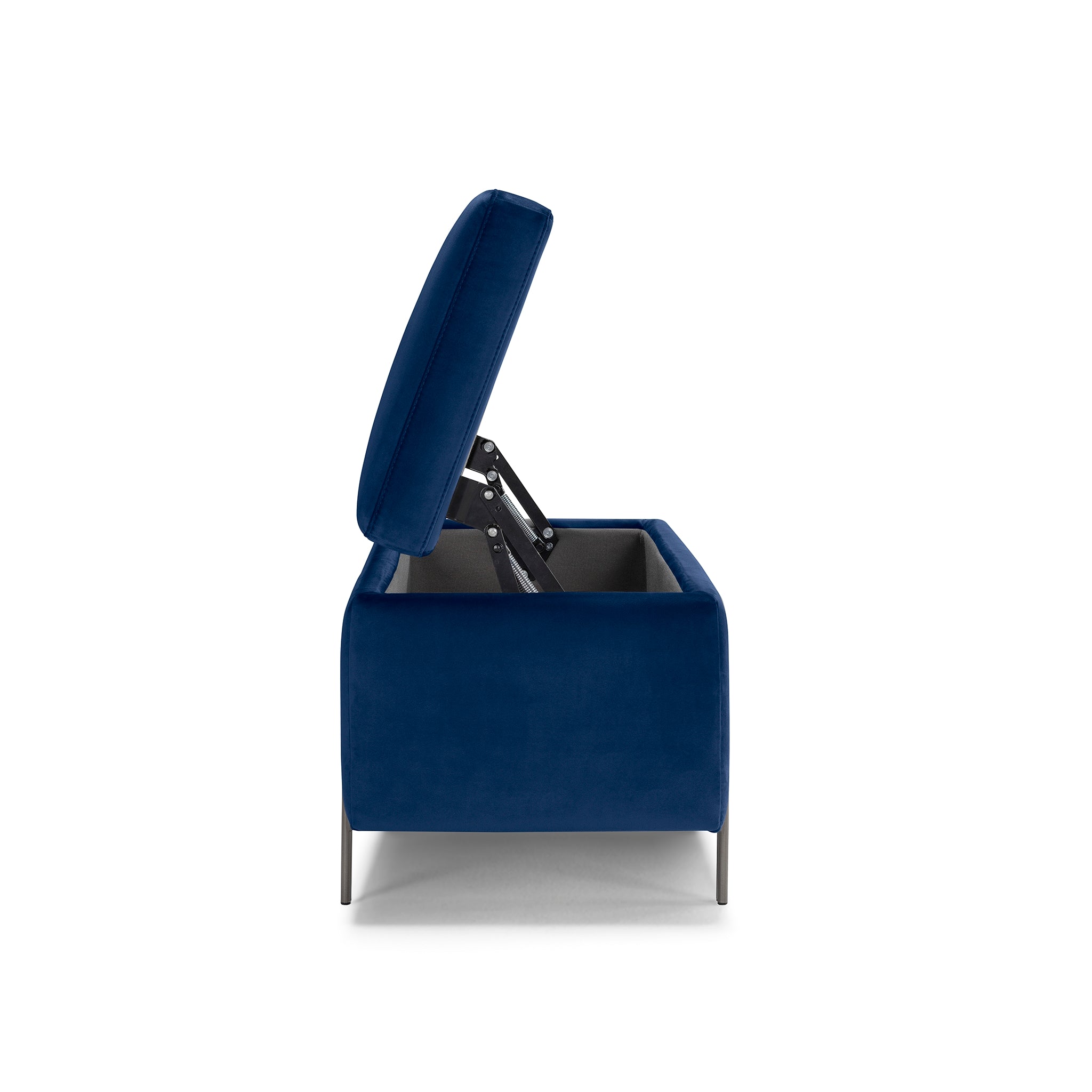 Banc SARDORELLA 110x45 cm rangement Made in Italy en velours bleu