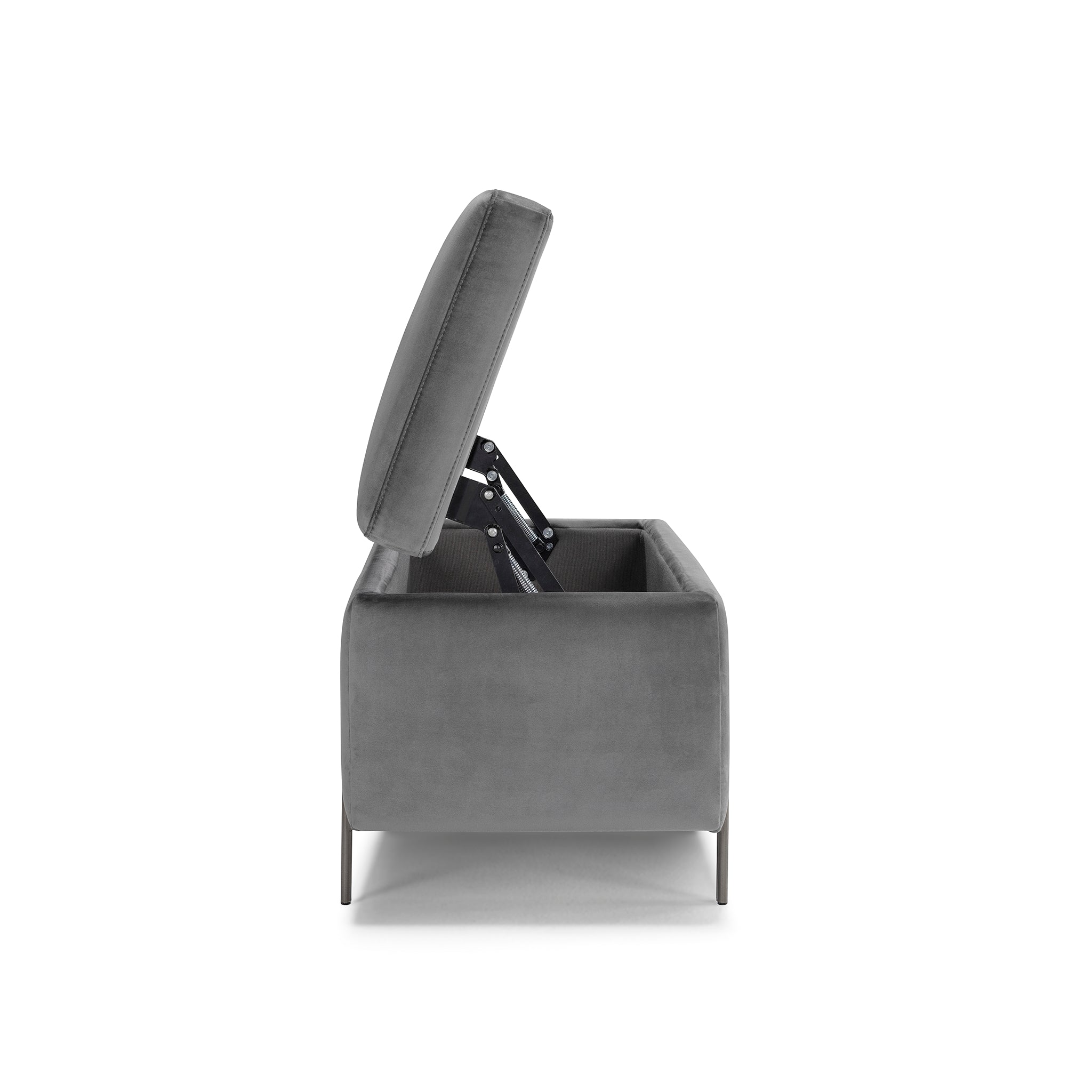 Banc SARDORELLA 110x45 cm rangement Made in Italy en velours gris