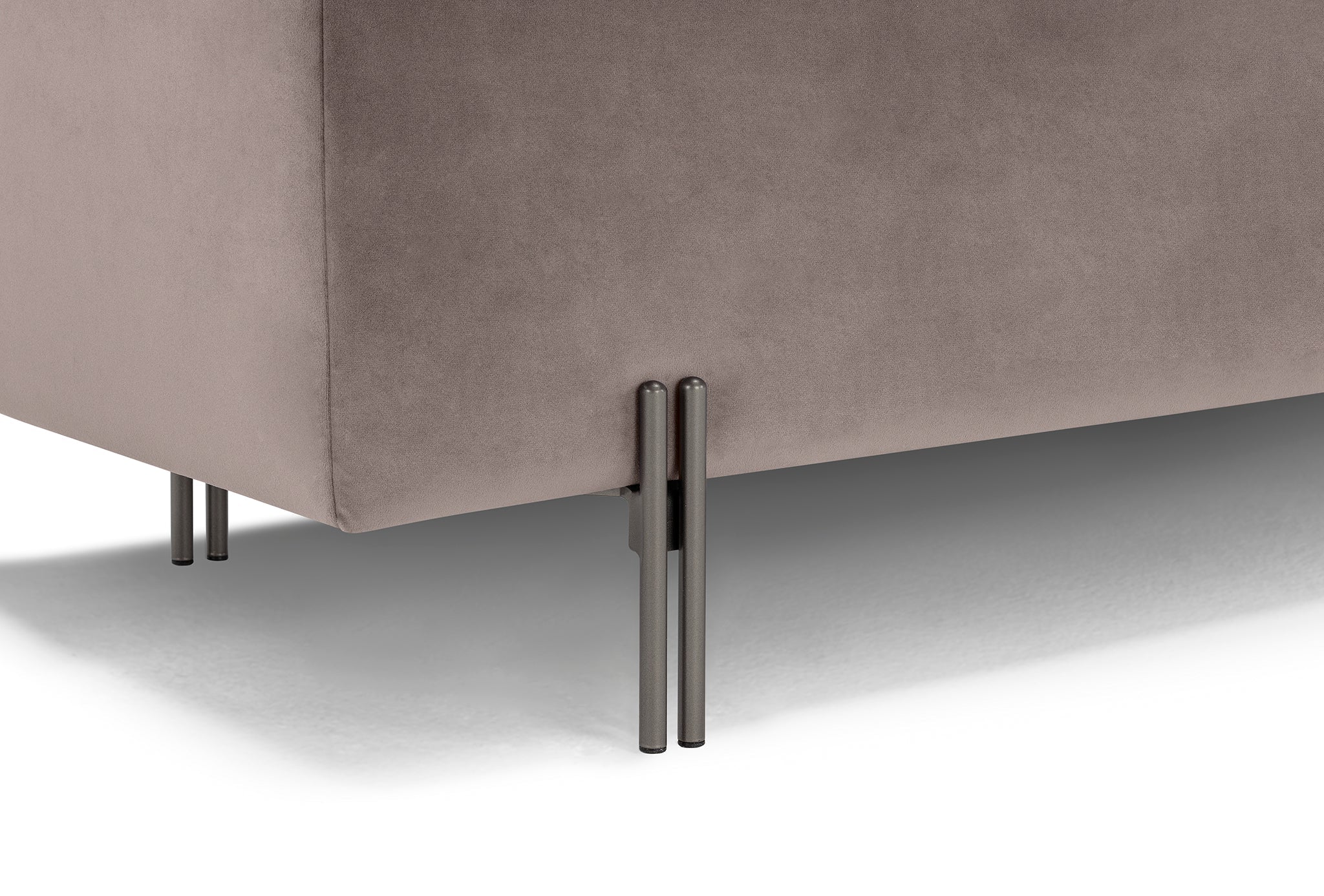 Banc CARAMAGNA 110x45 cm rangement Made in Italy matelassé en velours gris tourterelle