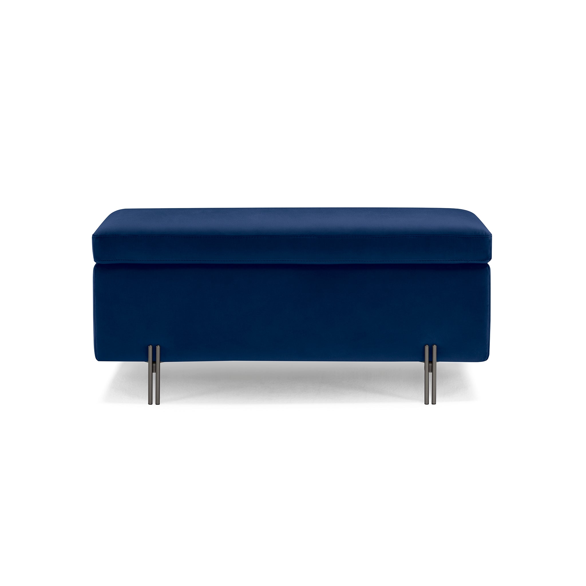 Banc SARDORELLA 110x45 cm rangement Made in Italy en velours bleu