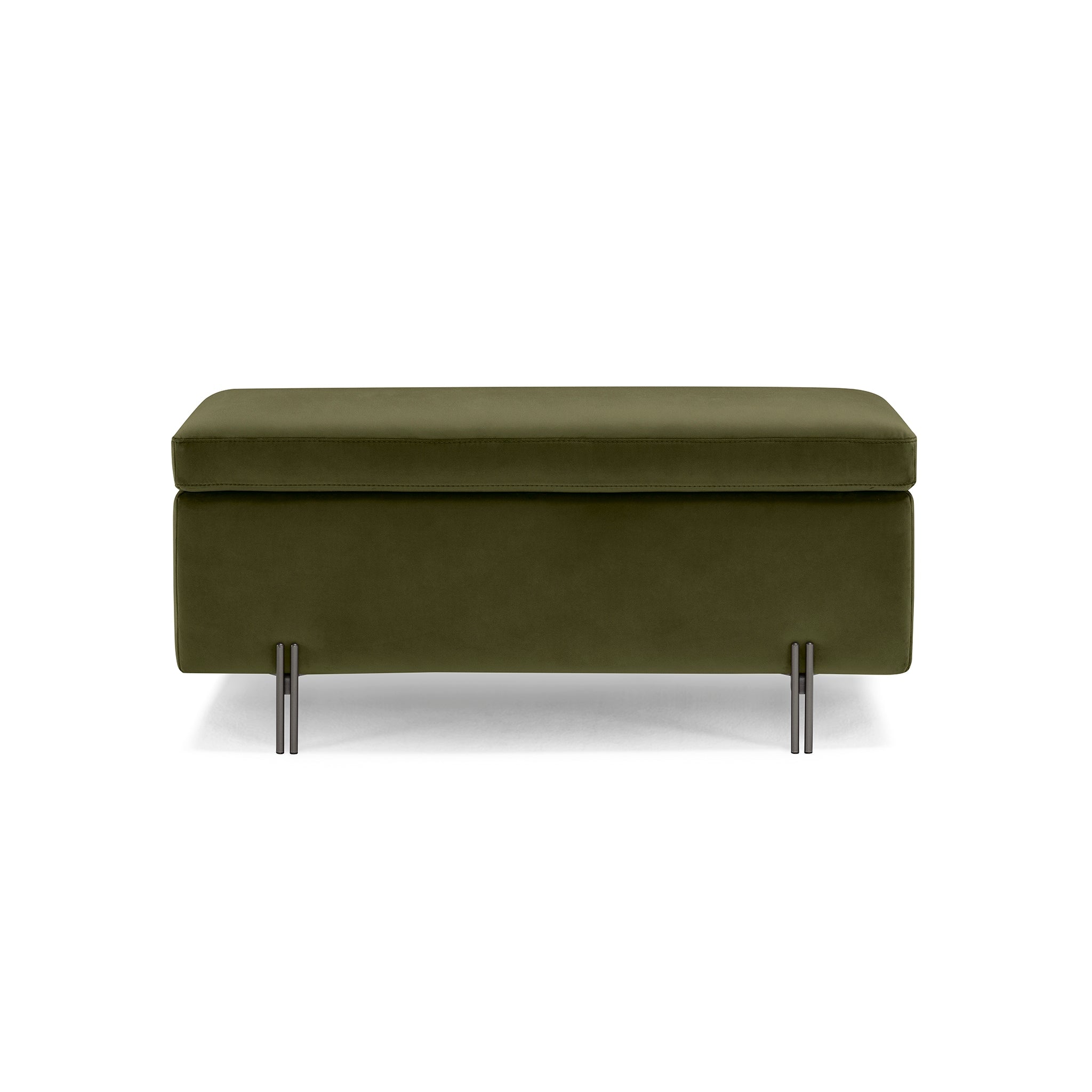 Banc SARDORELLA 110x45 cm rangement Made in Italy en velours vert