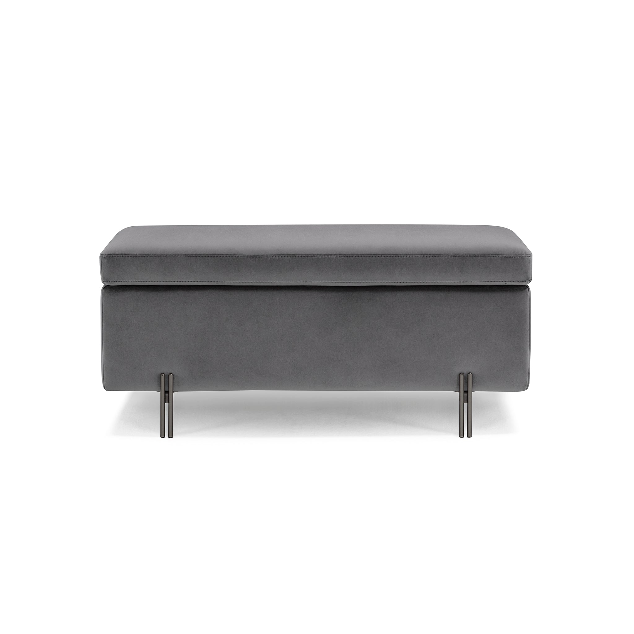 Banc SARDORELLA 110x45 cm rangement Made in Italy en velours gris