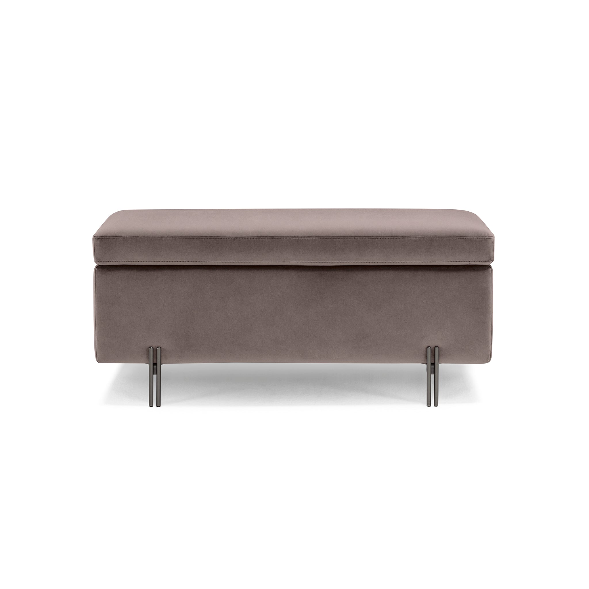 Banc SARDORELLA 110x45 cm rangement Made in Italy en velours gris tourterelle