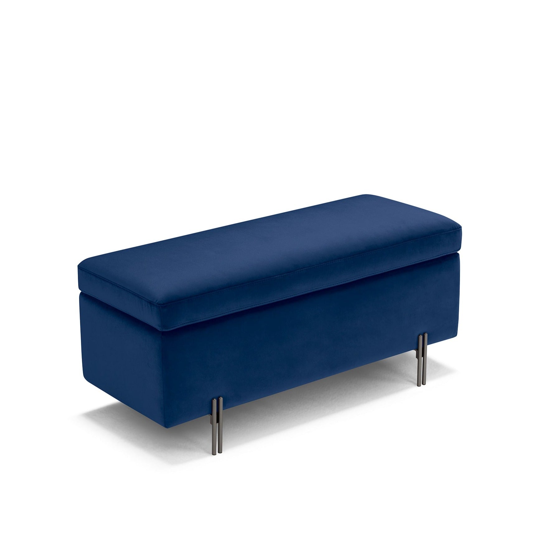 Banc SARDORELLA 110x45 cm rangement Made in Italy en velours bleu