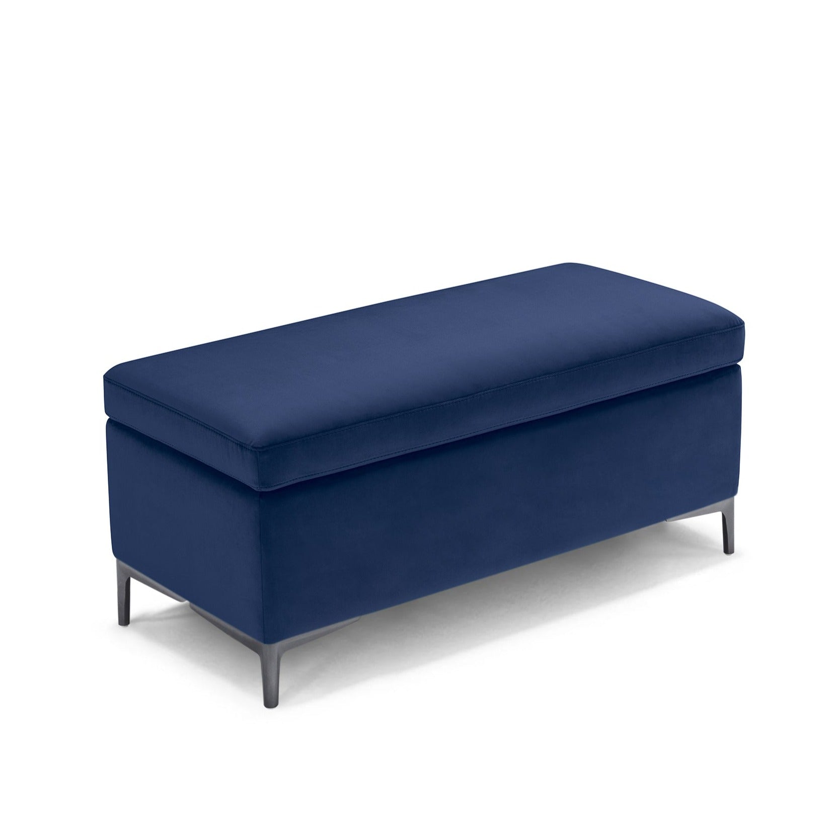 Banc AVIGLIANA 110x50 cm rangement Made in Italy en velours bleu