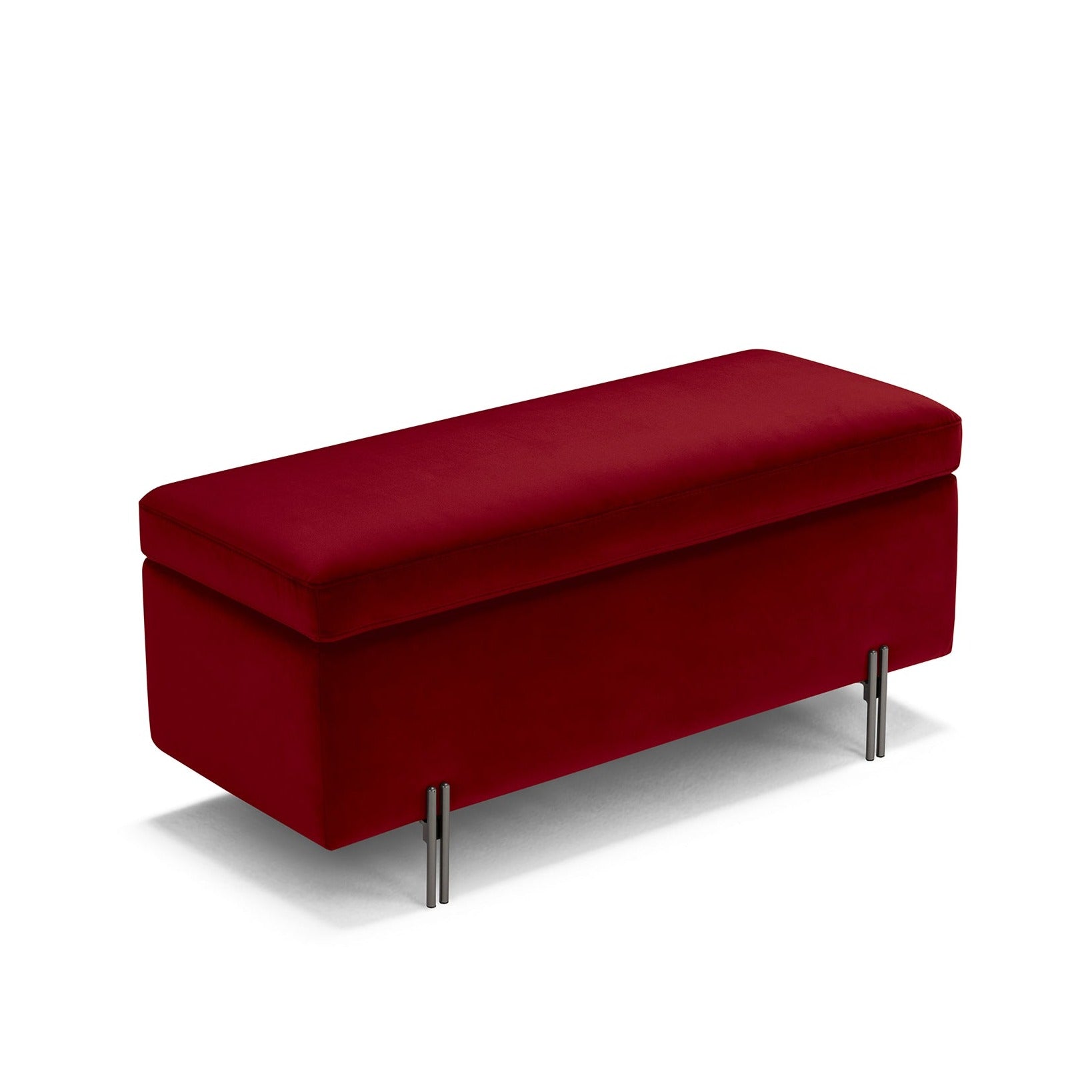 Banc SARDORELLA 110x45 cm rangement Made in Italy en velours bordeaux