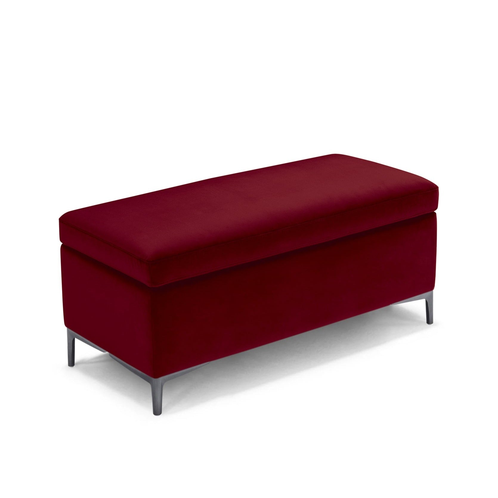 Banc AVIGLIANA 110x50 cm rangement Made in Italy en velours bordeaux
