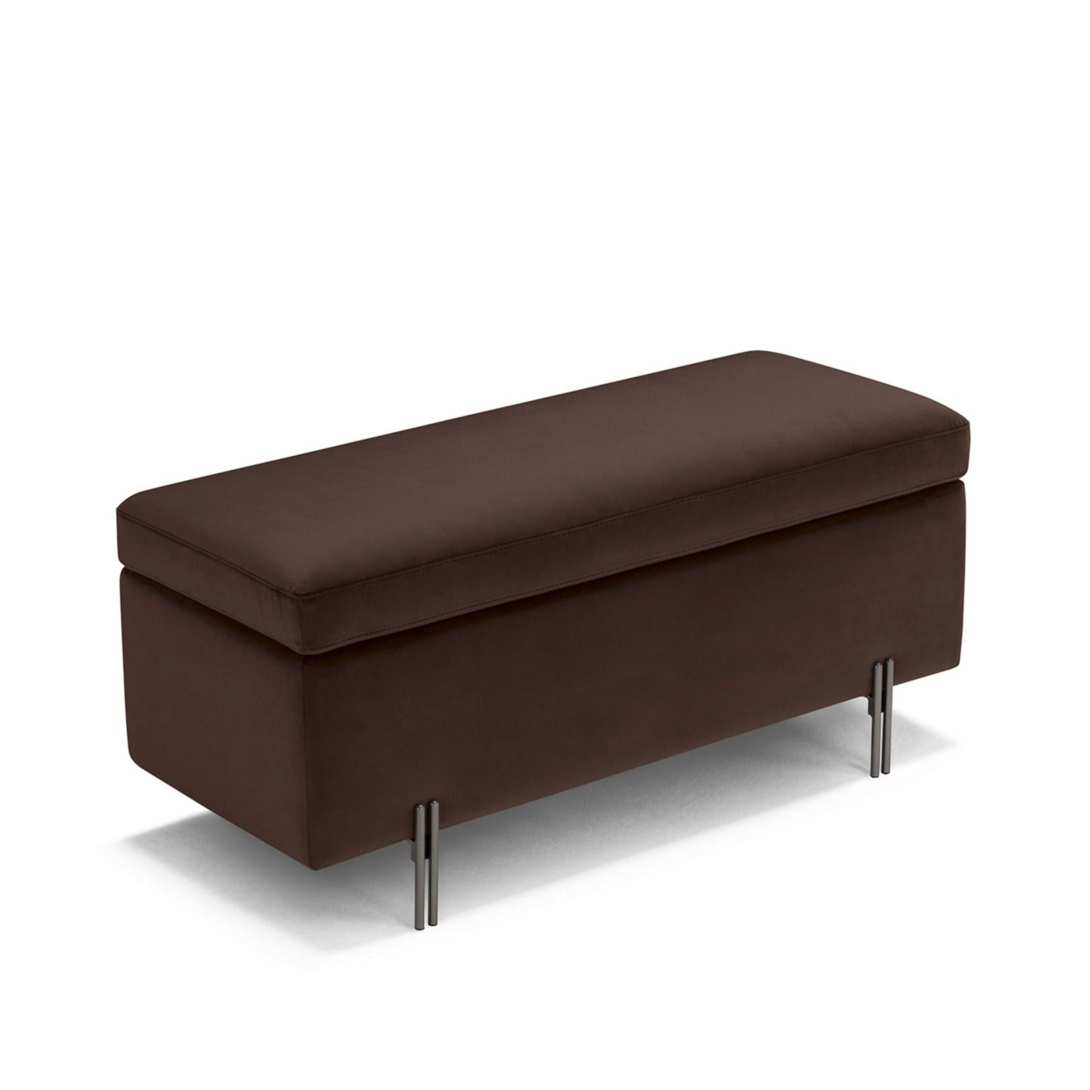 Banc SARDORELLA 110x45 cm rangement Made in Italy en velours marron