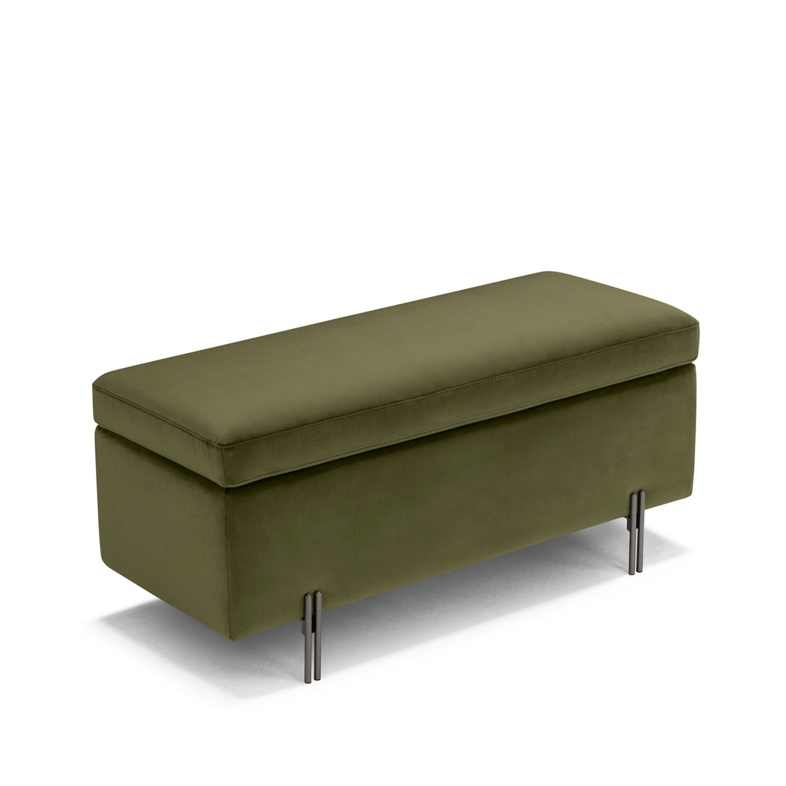 Banc SARDORELLA 110x45 cm rangement Made in Italy en velours vert