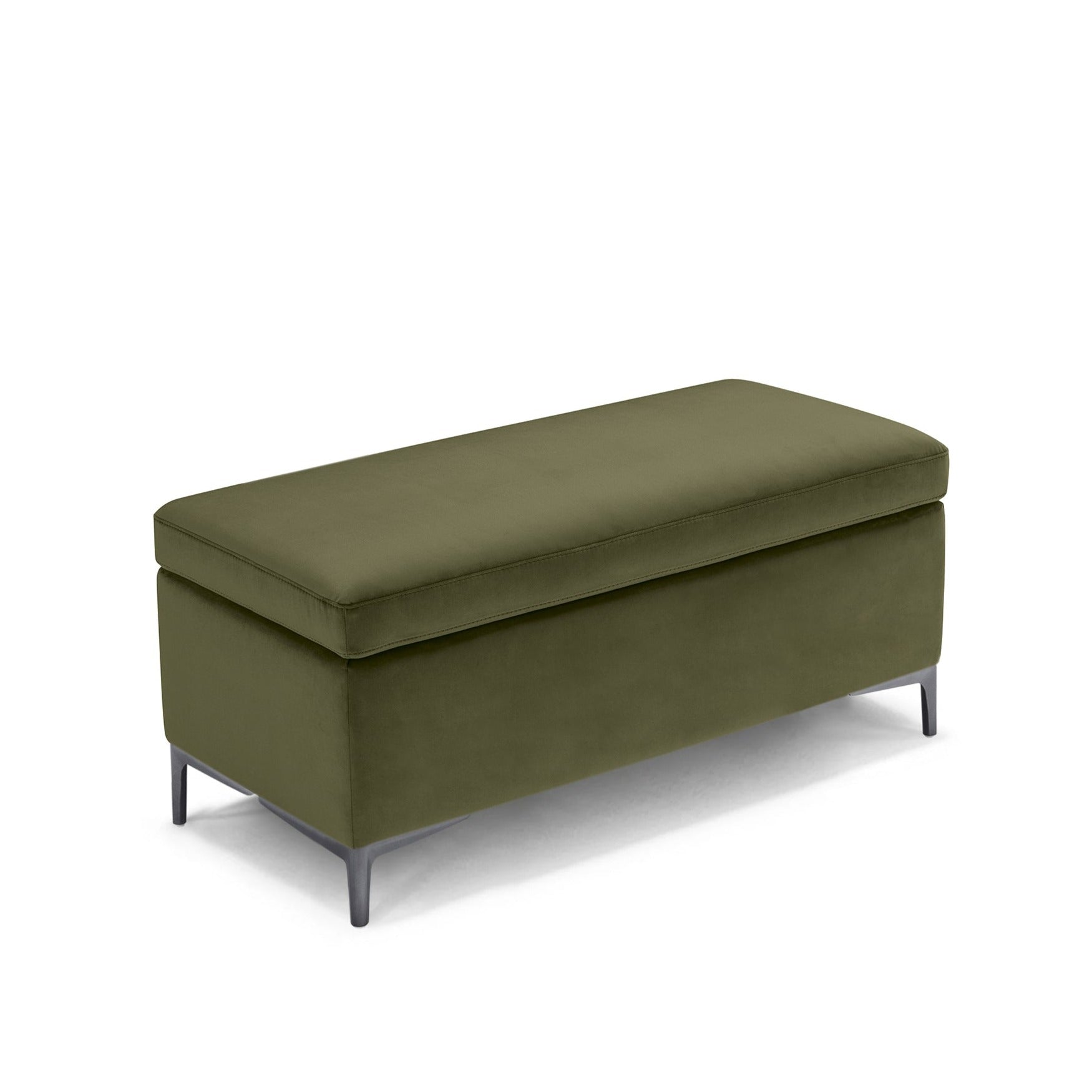 Banc AVIGLIANA 110x50 cm rangement Made in Italy en velours vert