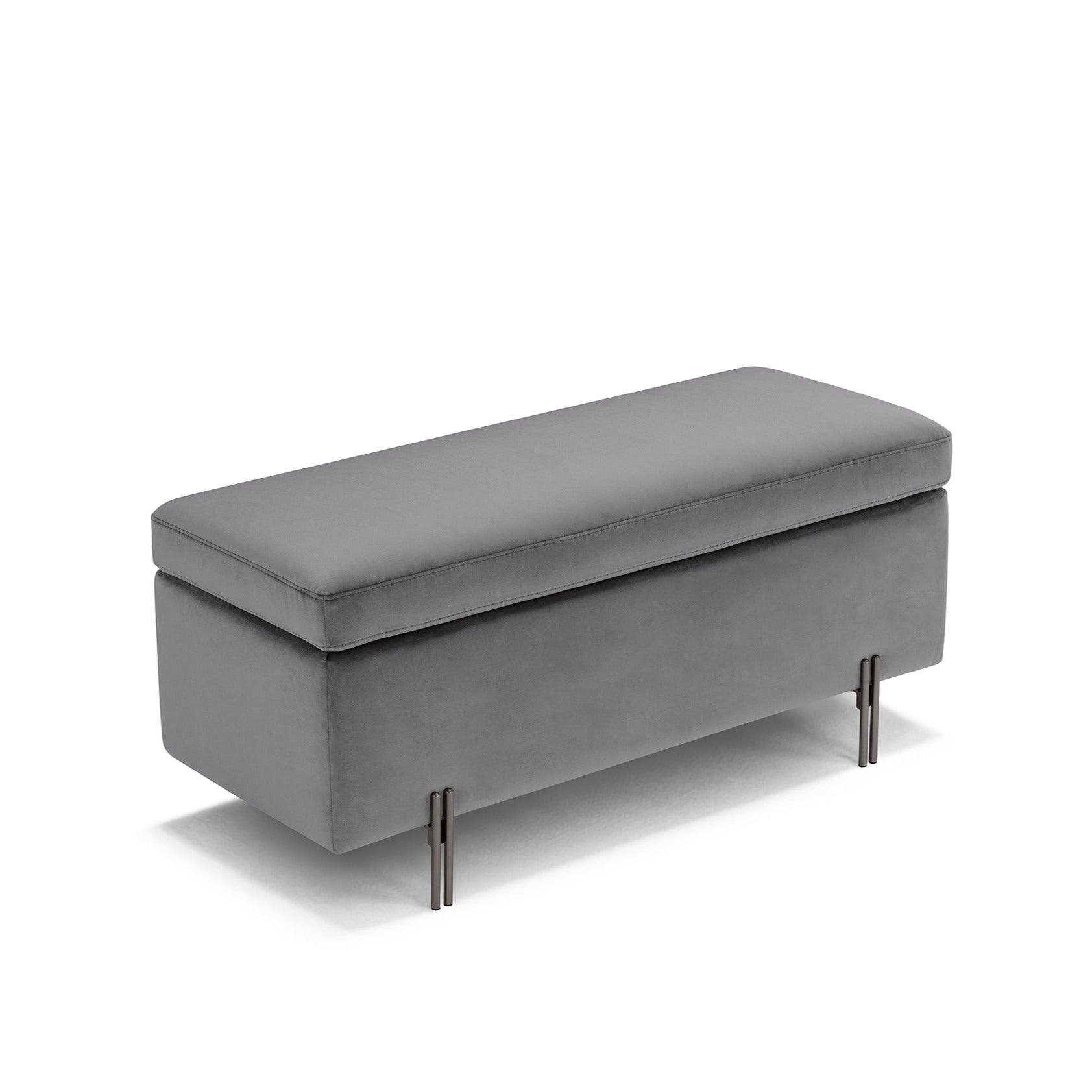 Banc SARDORELLA 110x45 cm rangement Made in Italy en velours gris
