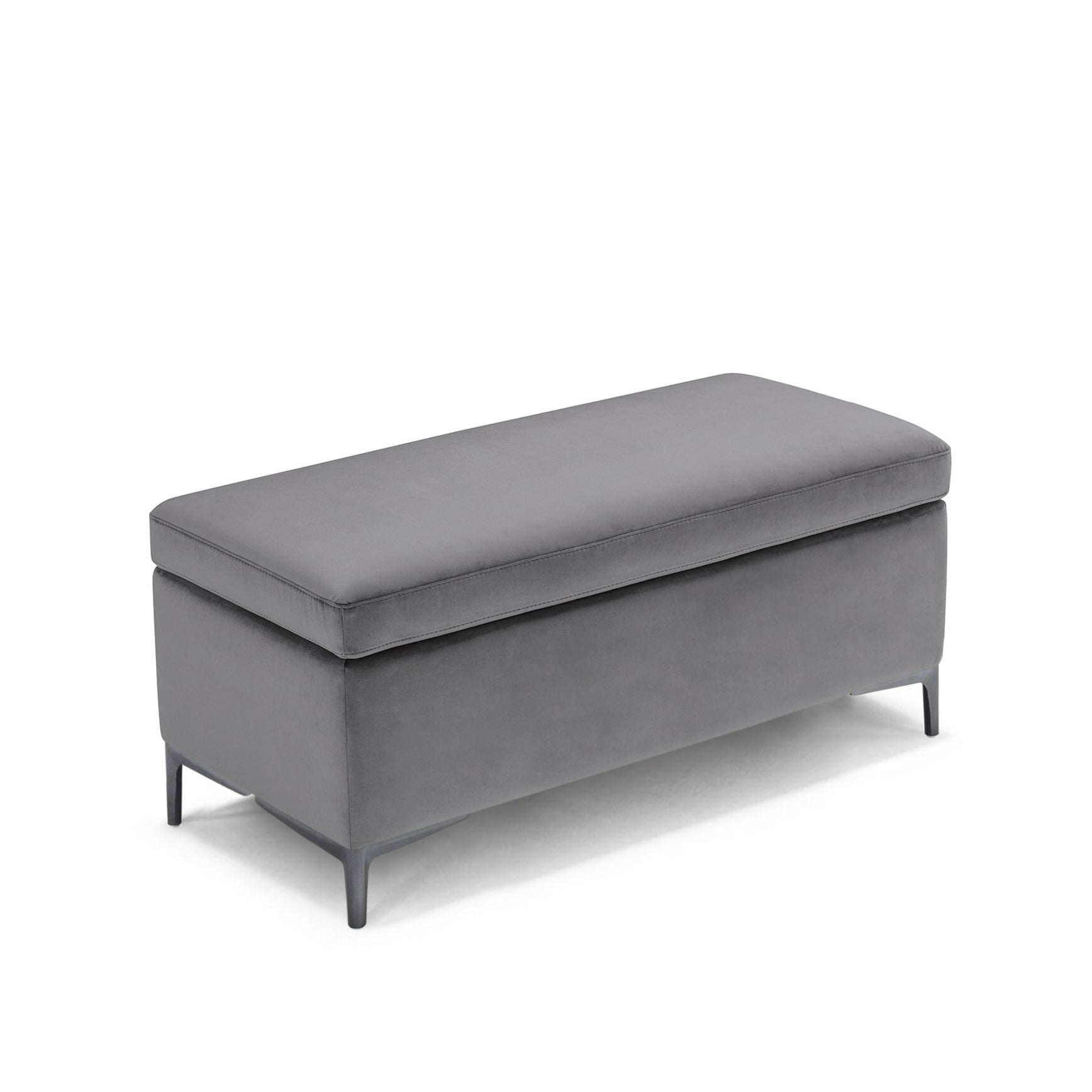 Banc AVIGLIANA 110x50 cm rangement Made in Italy en velours gris