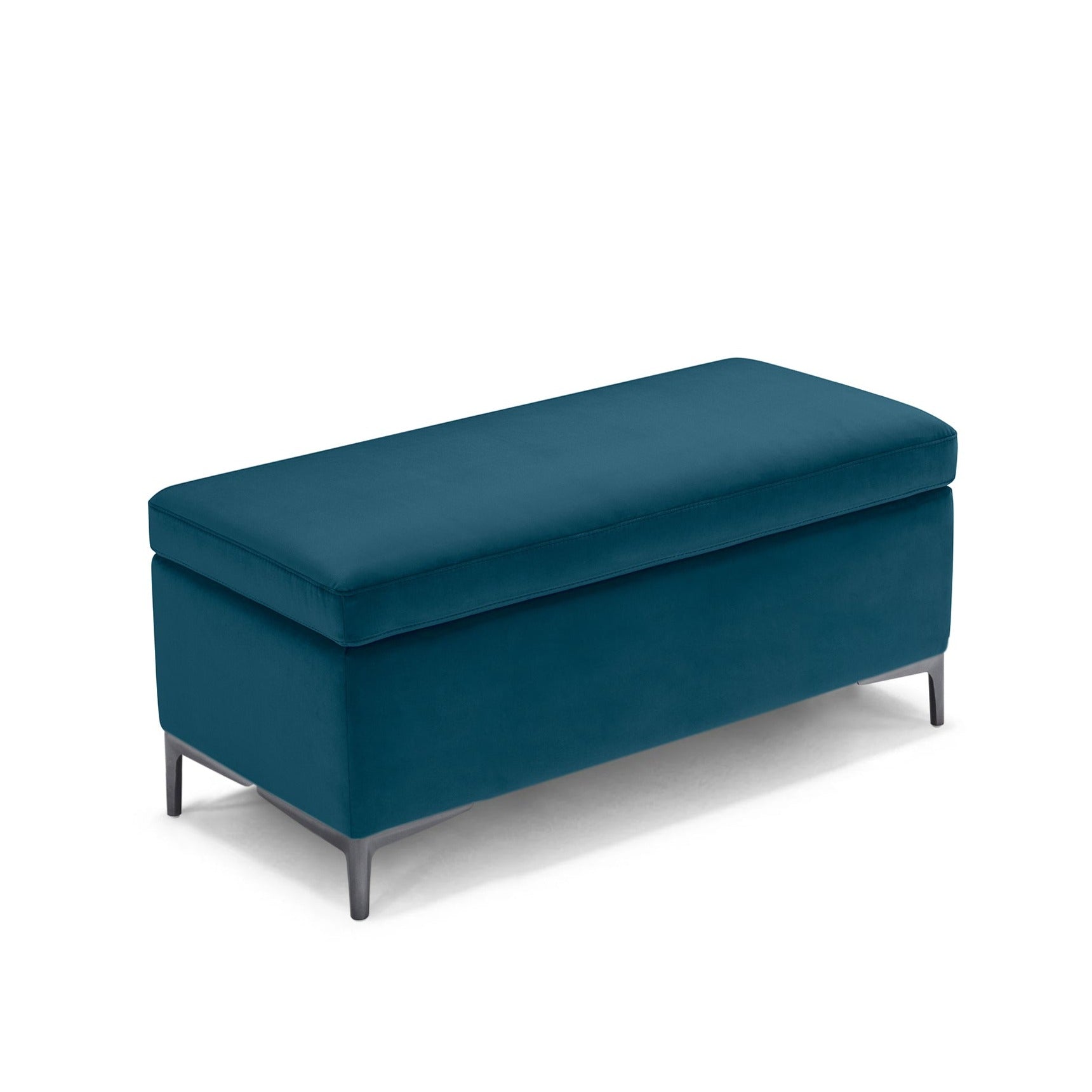 Banc AVIGLIANA 110x50 cm rangement Made in Italy en velours pétrole