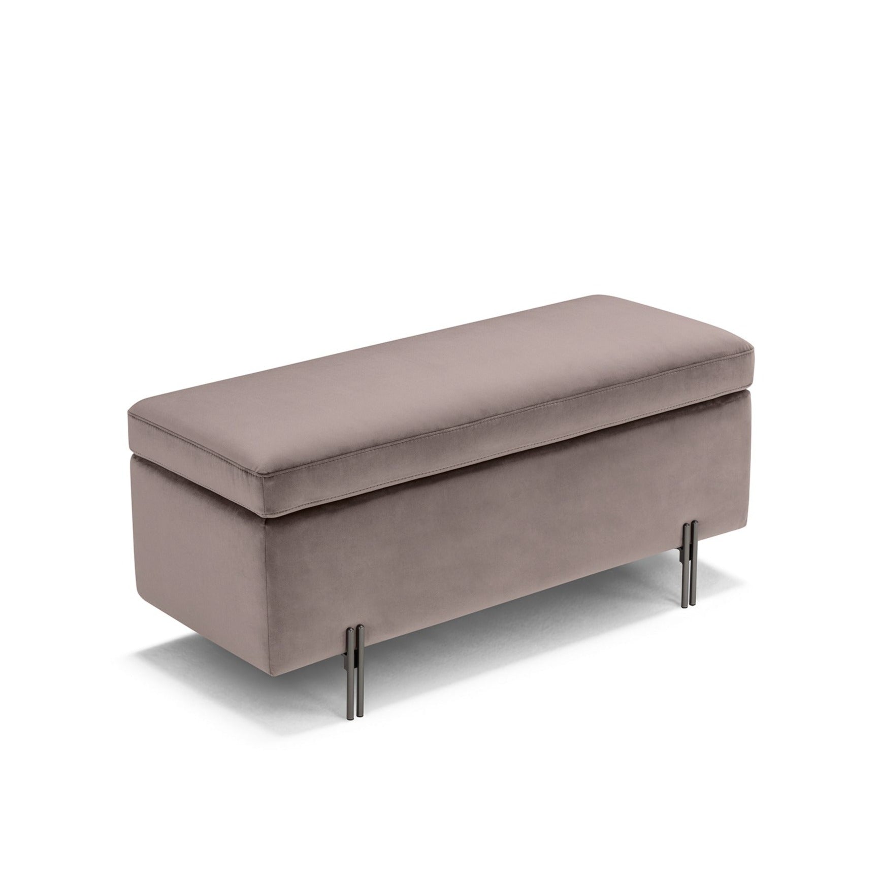 Banc SARDORELLA 110x45 cm rangement Made in Italy en velours gris tourterelle