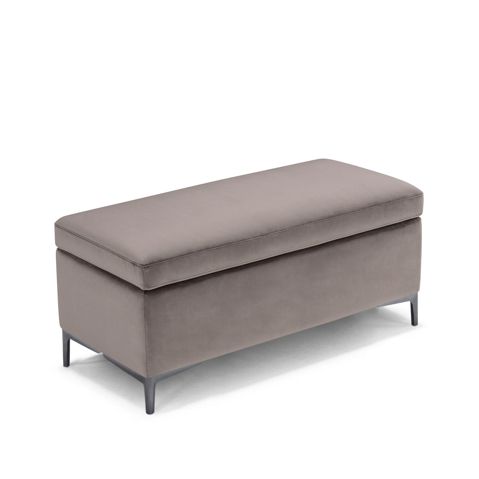 Banc AVIGLIANA 110x50 cm rangement Made in Italy en velours gris tourterelle