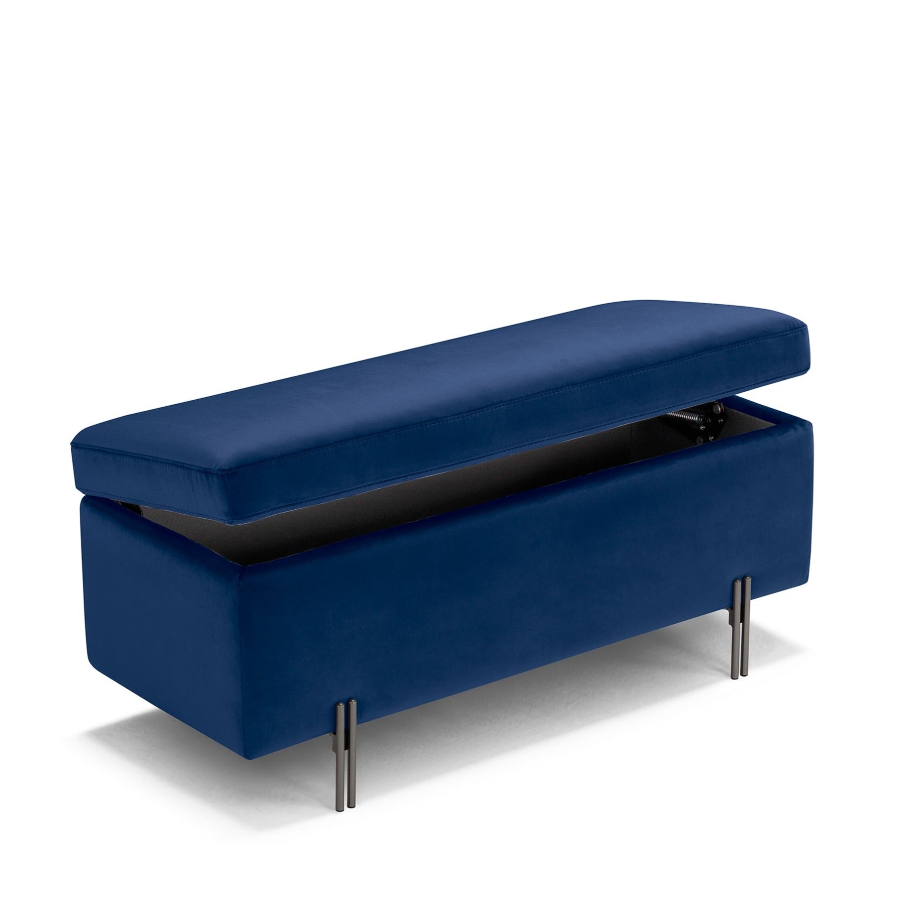 Banc SARDORELLA 110x45 cm rangement Made in Italy en velours bleu