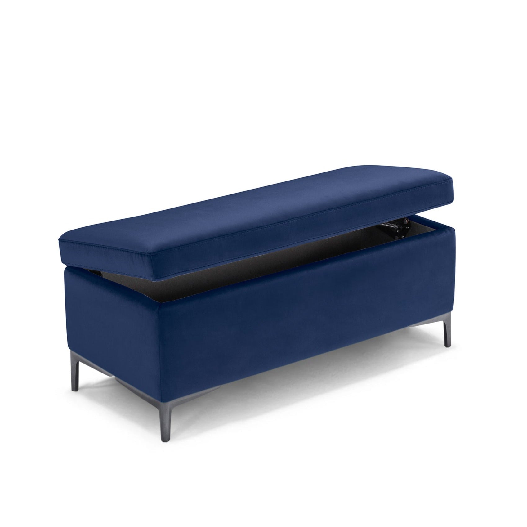Banc AVIGLIANA 110x50 cm rangement Made in Italy en velours bleu