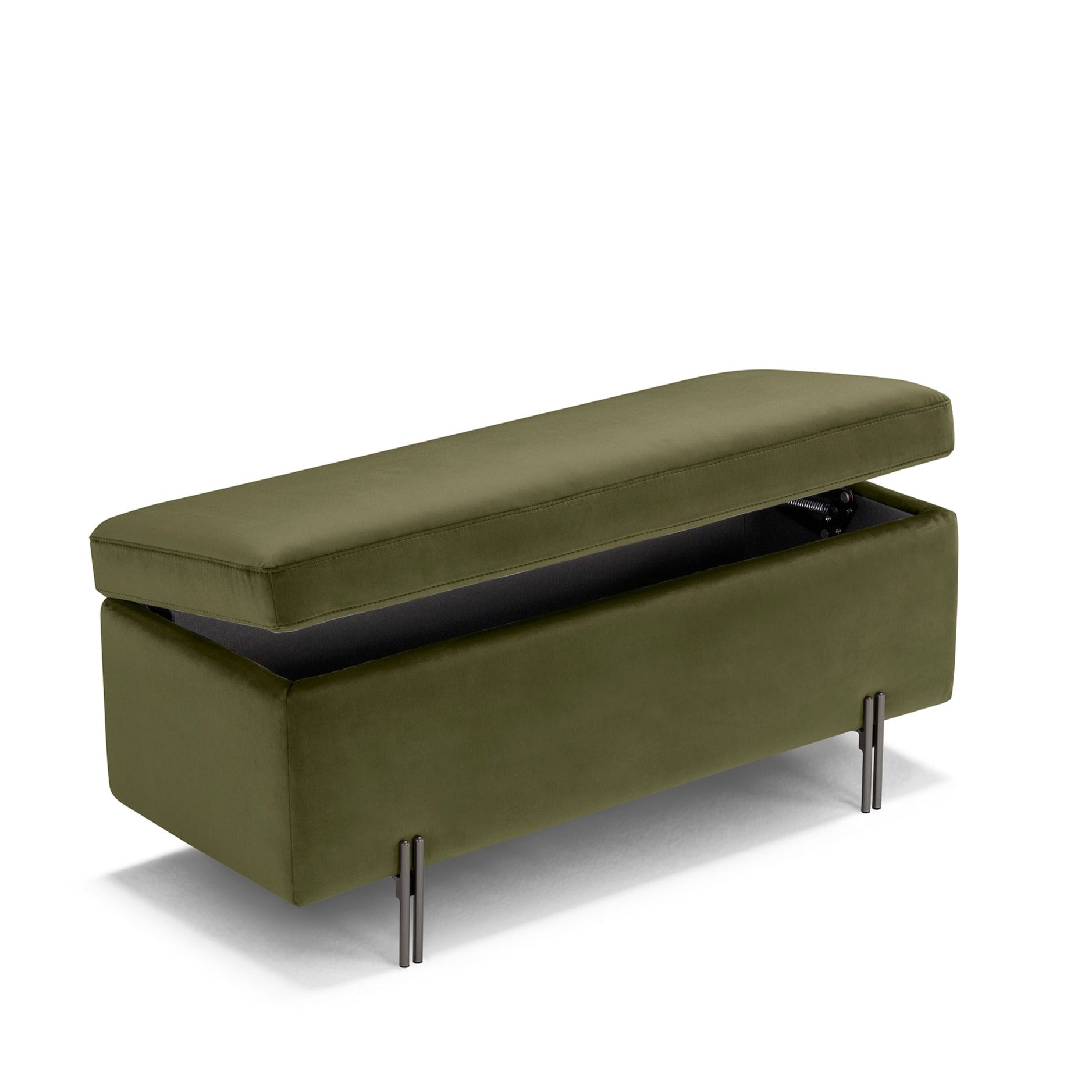 Banc SARDORELLA 110x45 cm rangement Made in Italy en velours vert