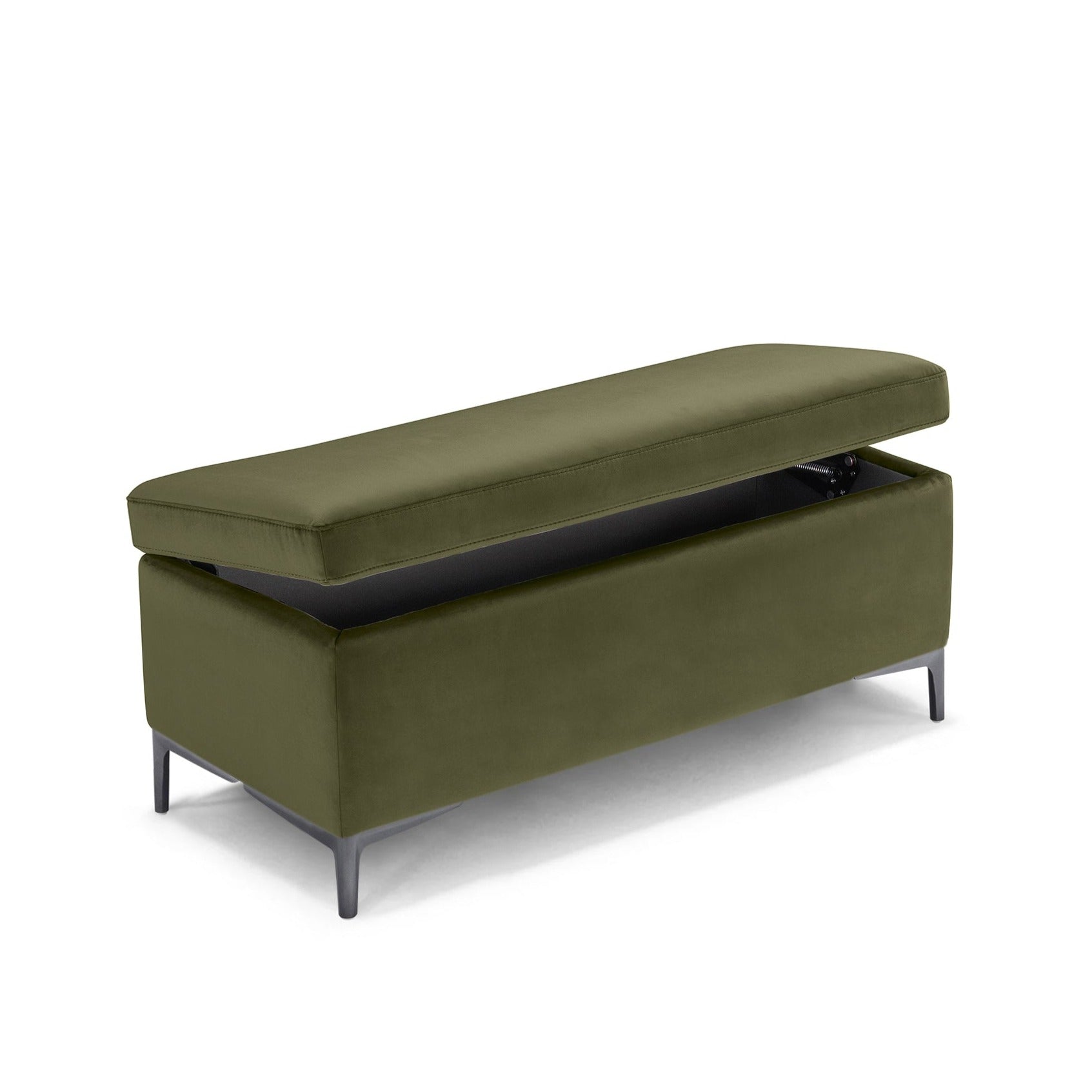 Banc AVIGLIANA 110x50 cm rangement Made in Italy en velours vert