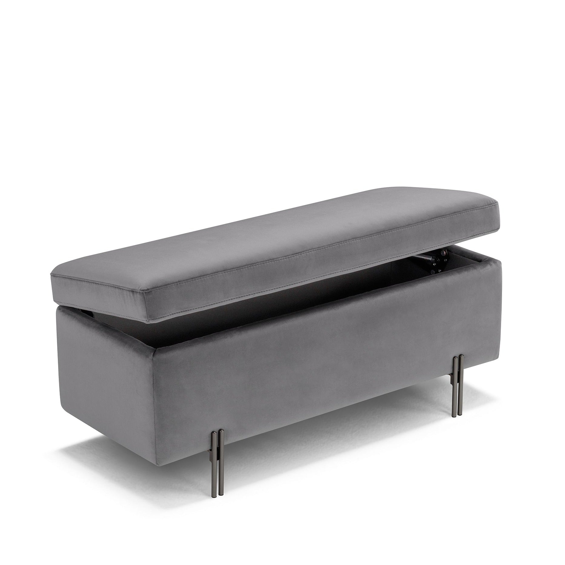 Banc SARDORELLA 110x45 cm rangement Made in Italy en velours gris