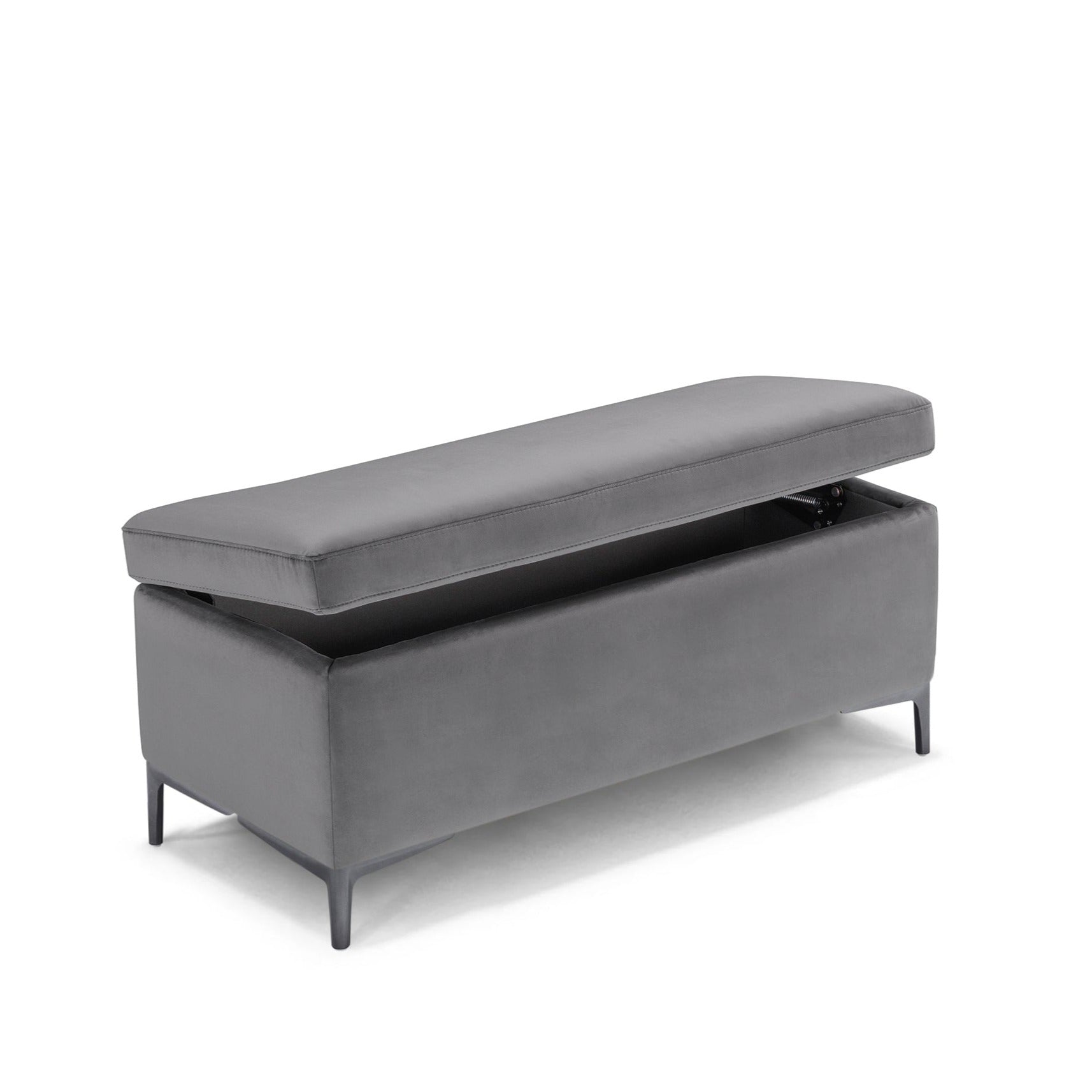 Banc AVIGLIANA 110x50 cm rangement Made in Italy en velours gris