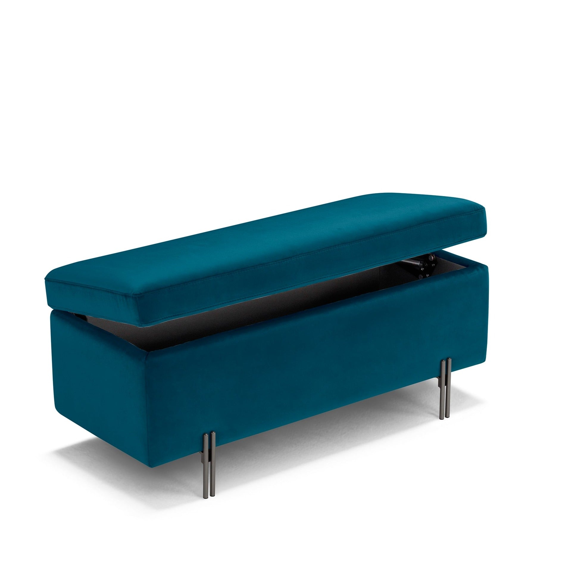 Banc SARDORELLA 110x45 cm rangement Made in Italy en velours pétrole