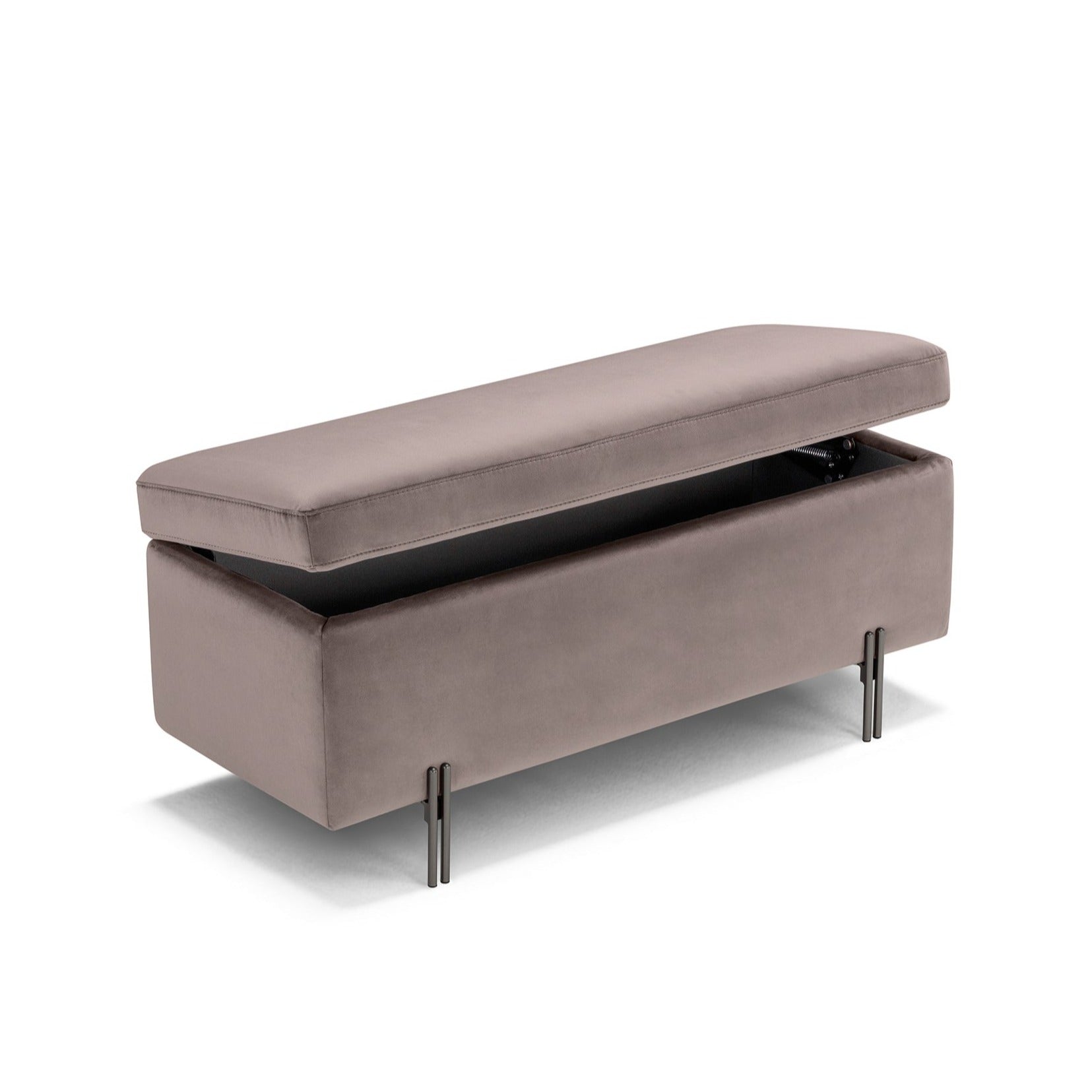 Banc SARDORELLA 110x45 cm rangement Made in Italy en velours gris tourterelle