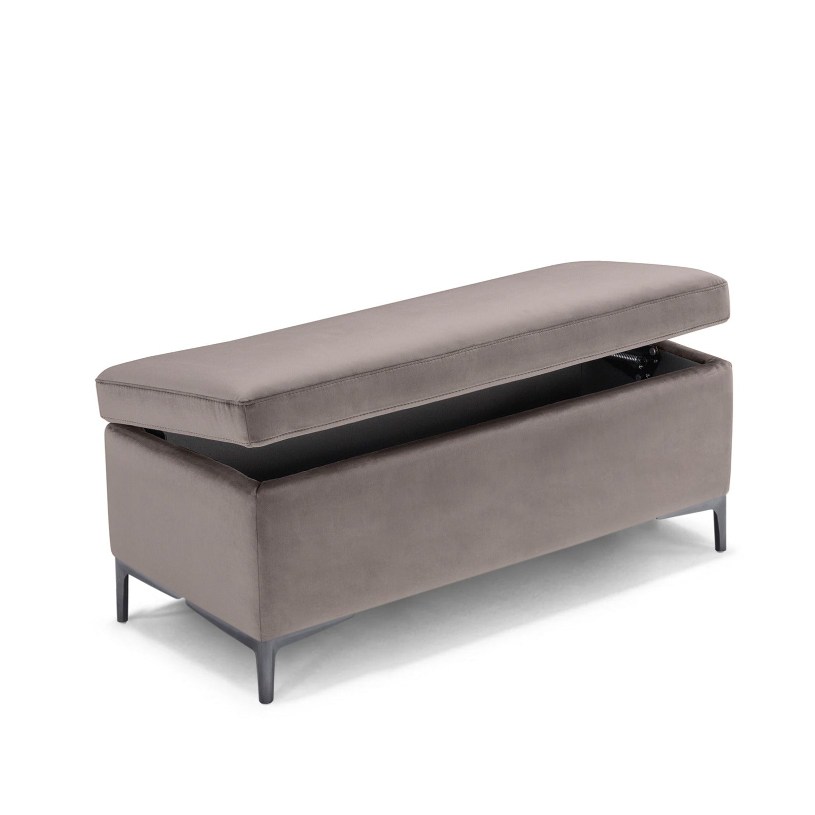 Banc AVIGLIANA 110x50 cm rangement Made in Italy en velours gris tourterelle