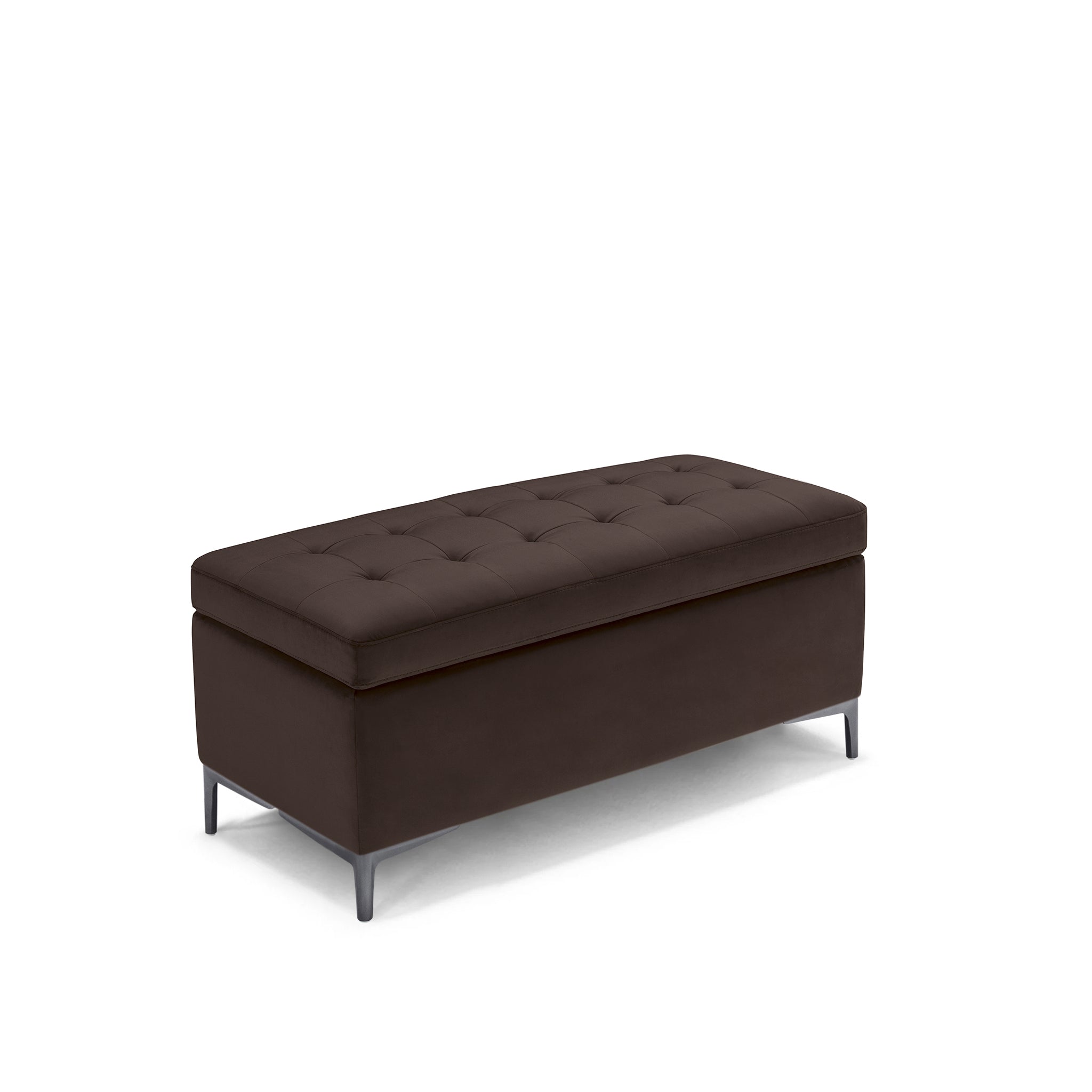 Banc CORBARA 110x50 cm rangement Made in Italy matelassé en velours marron