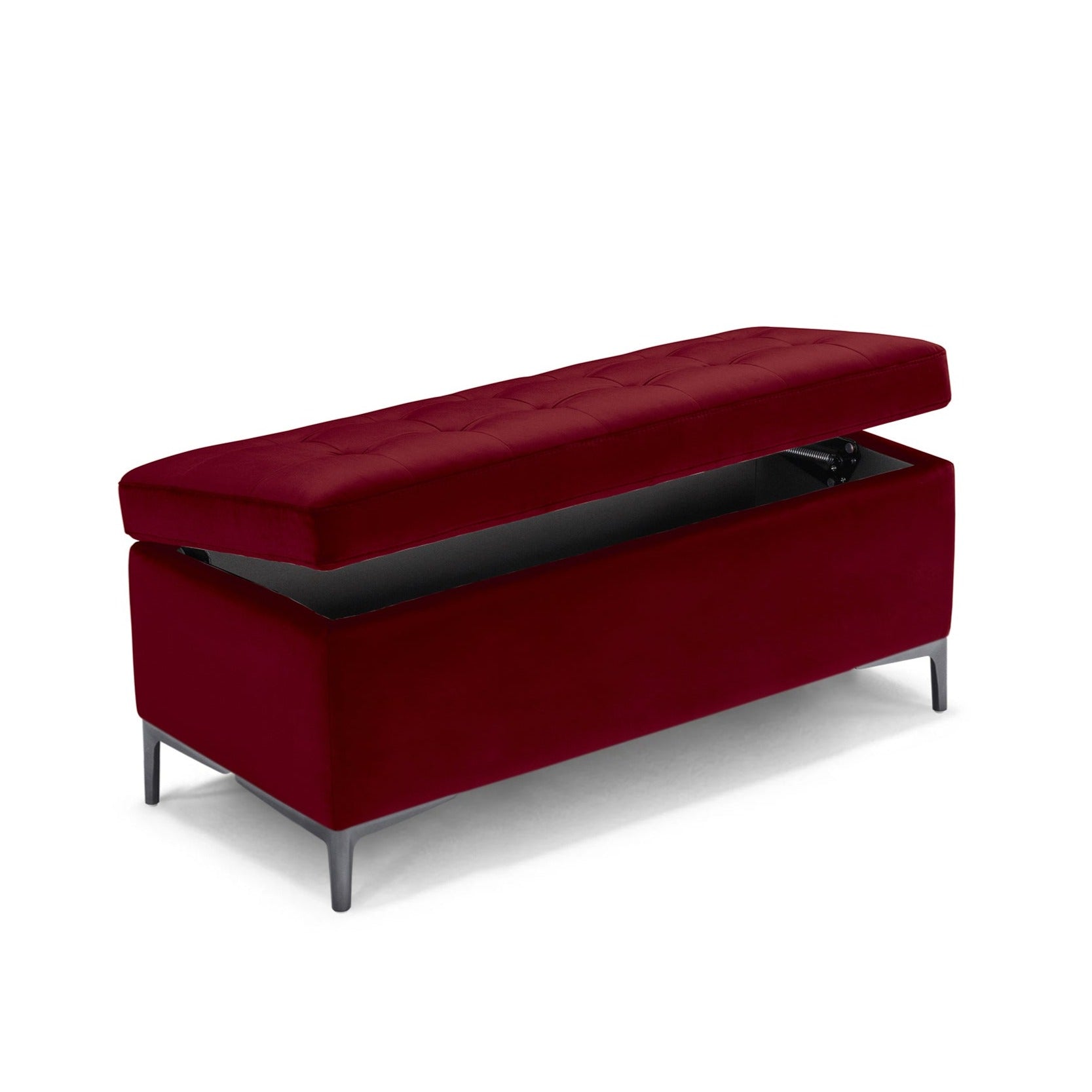 Banc CORBARA 110x50 cm rangement Made in Italy matelassé en velours bordeaux