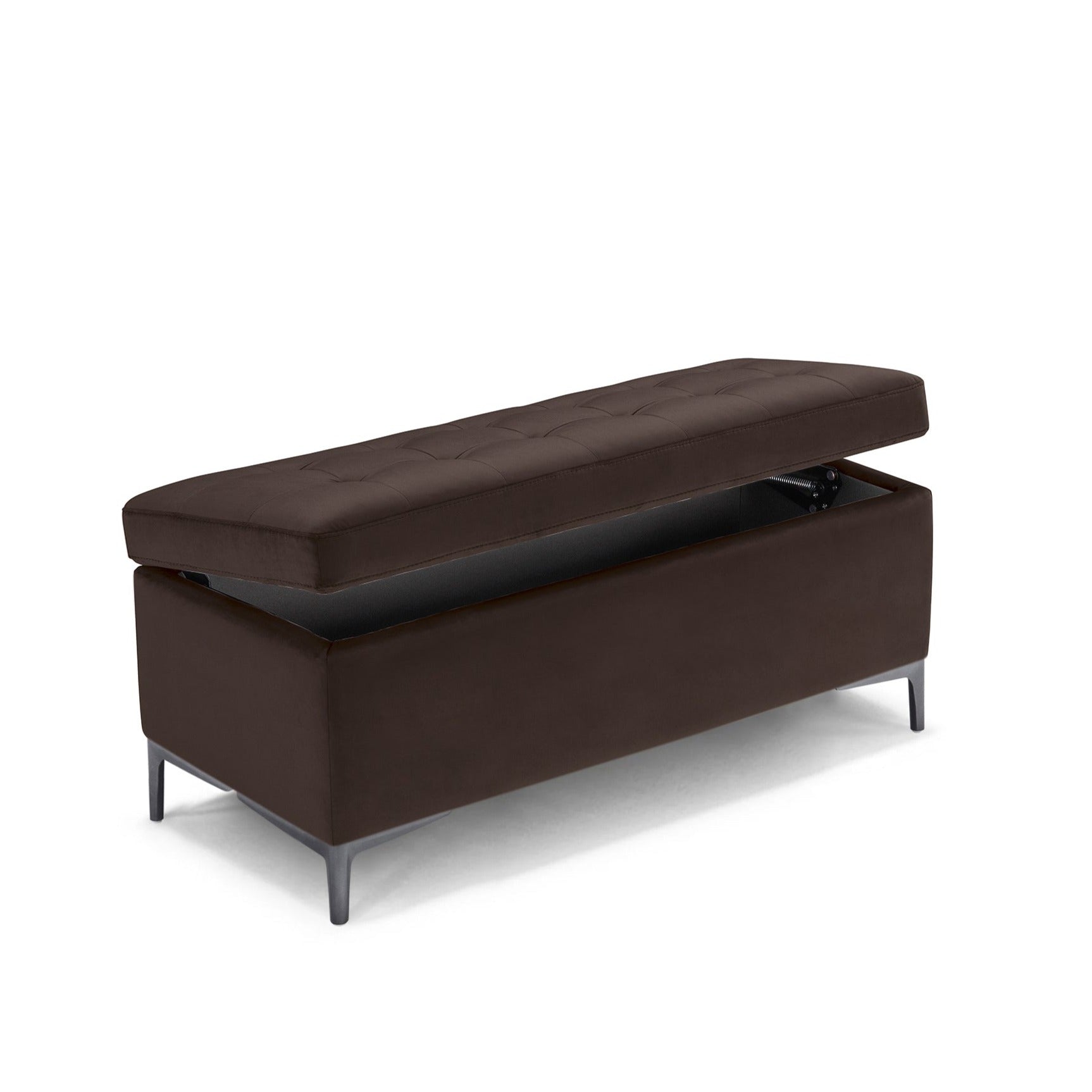 Banc CORBARA 110x50 cm rangement Made in Italy matelassé en velours marron