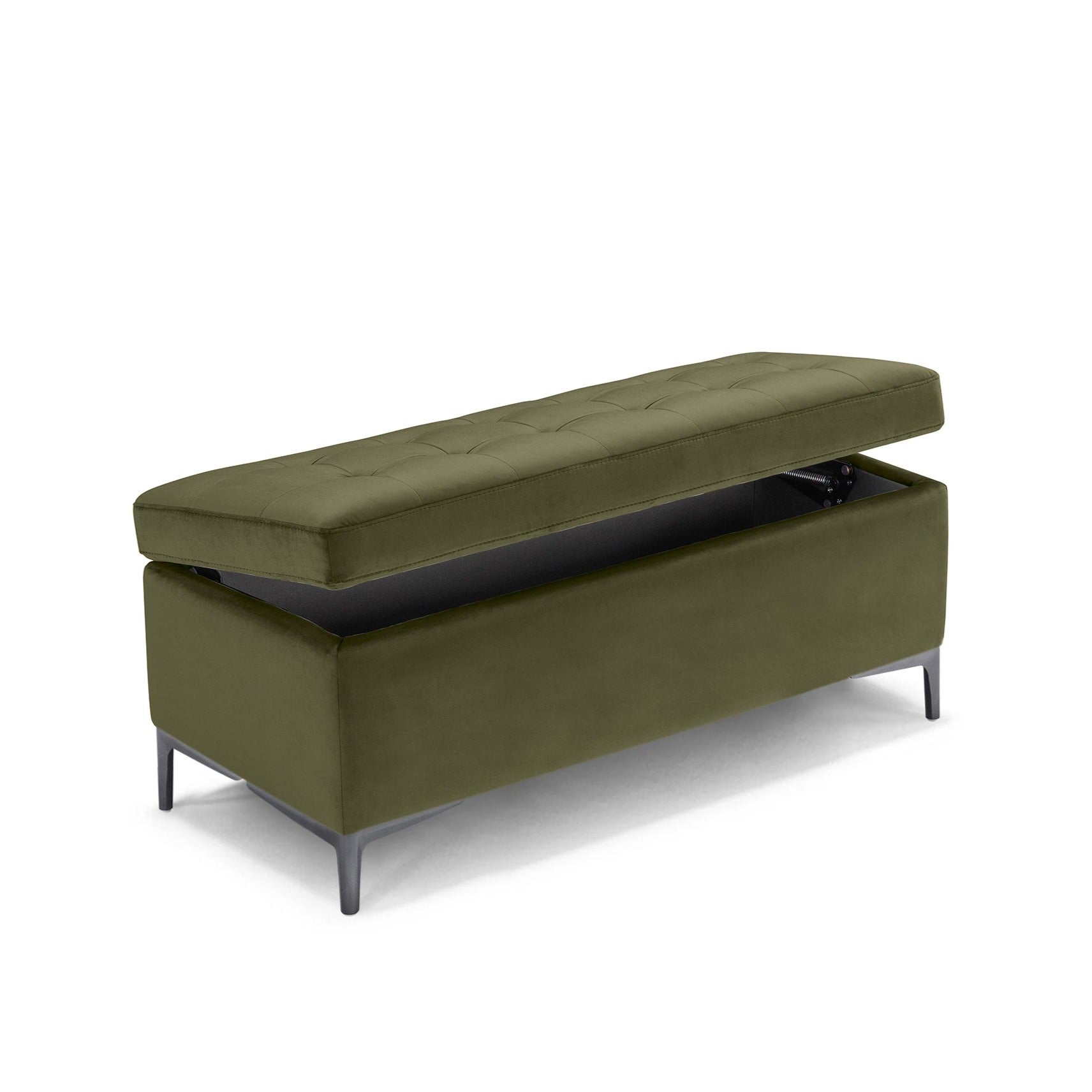 Banc CORBARA 110x50 cm rangement Made in Italy matelassé en velours vert