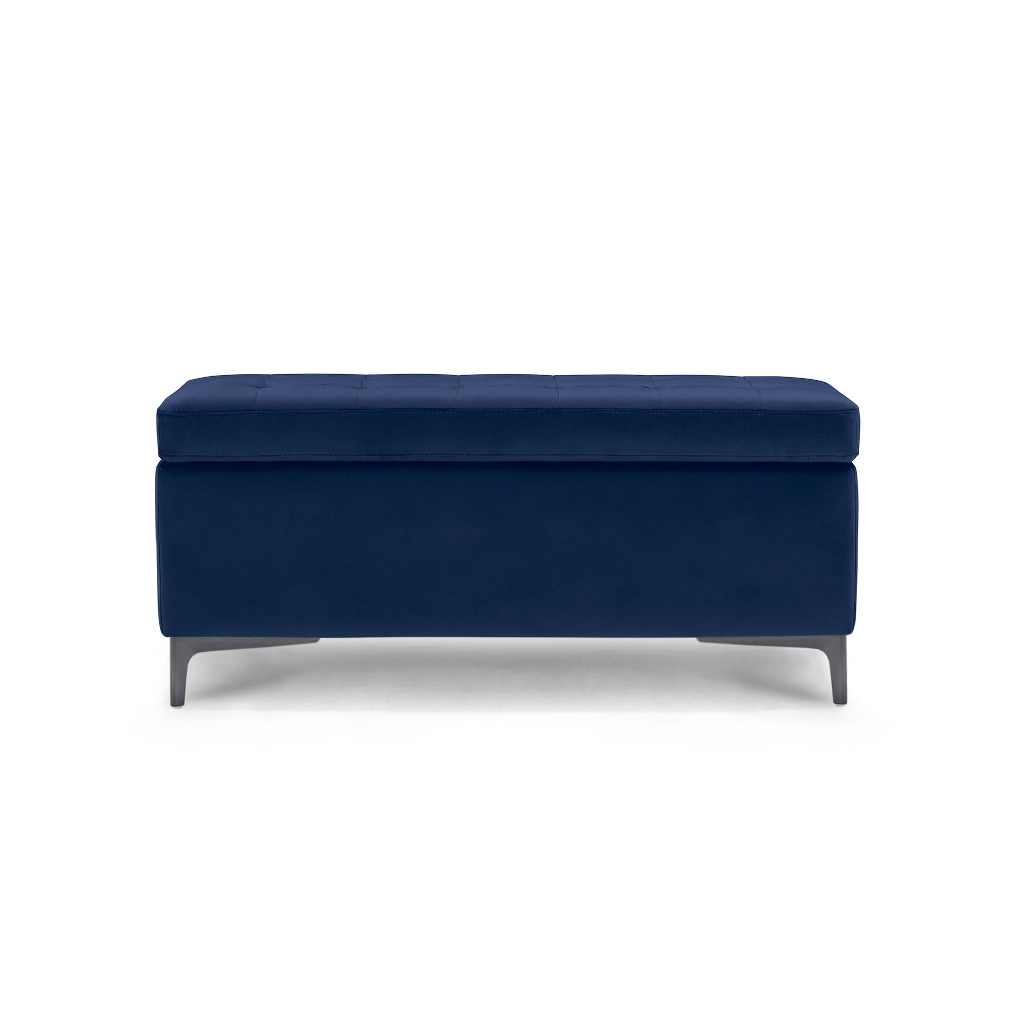Banc CORBARA 110x50 cm rangement Made in Italy matelassé en velours bleu
