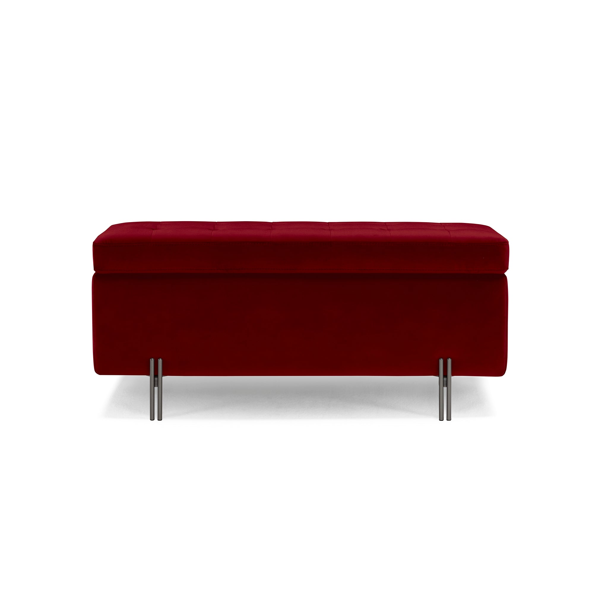 Banc CARAMAGNA 110x45 cm rangement Made in Italy matelassé en velours bordeaux