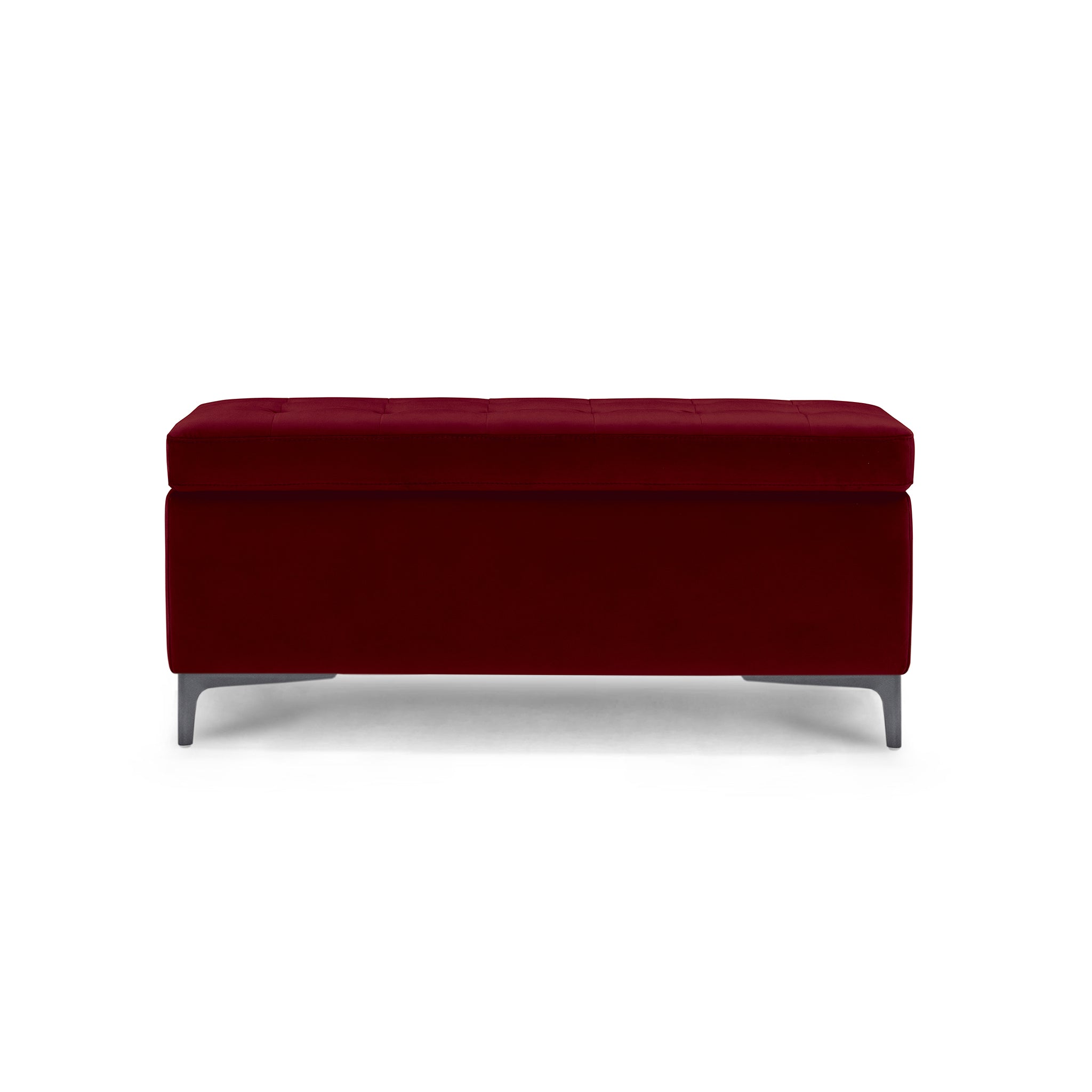 Banc CORBARA 110x50 cm rangement Made in Italy matelassé en velours bordeaux