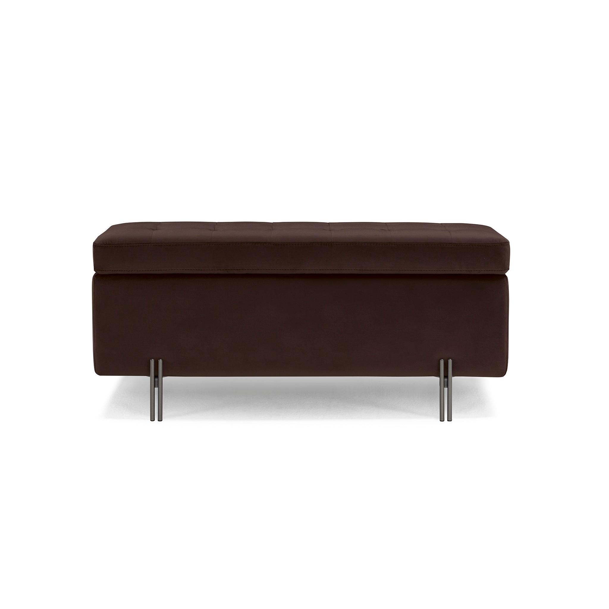 Banc CARAMAGNA 110x45 cm rangement Made in Italy matelassé en velours marron