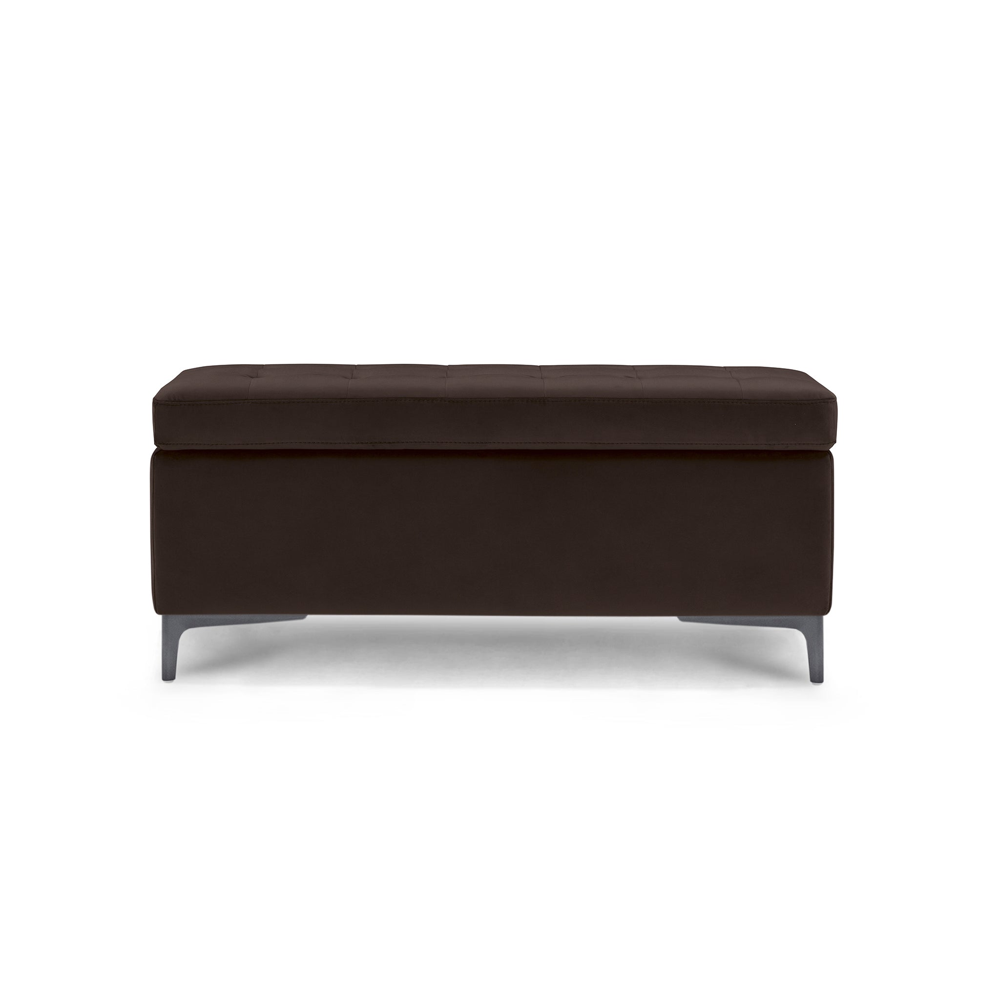 Banc CORBARA 110x50 cm rangement Made in Italy matelassé en velours marron