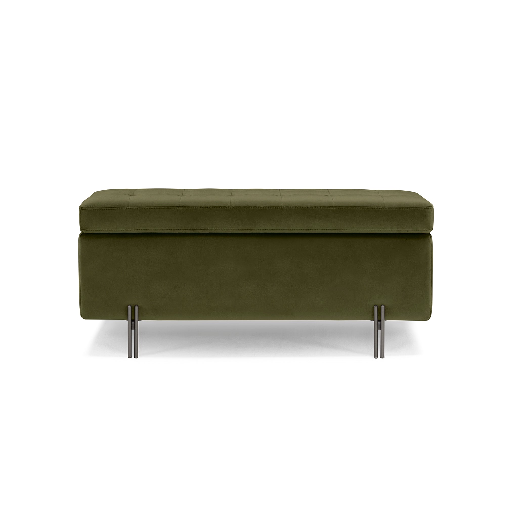 Banc CARAMAGNA 110x45 cm rangement Made in Italy matelassé en velours vert